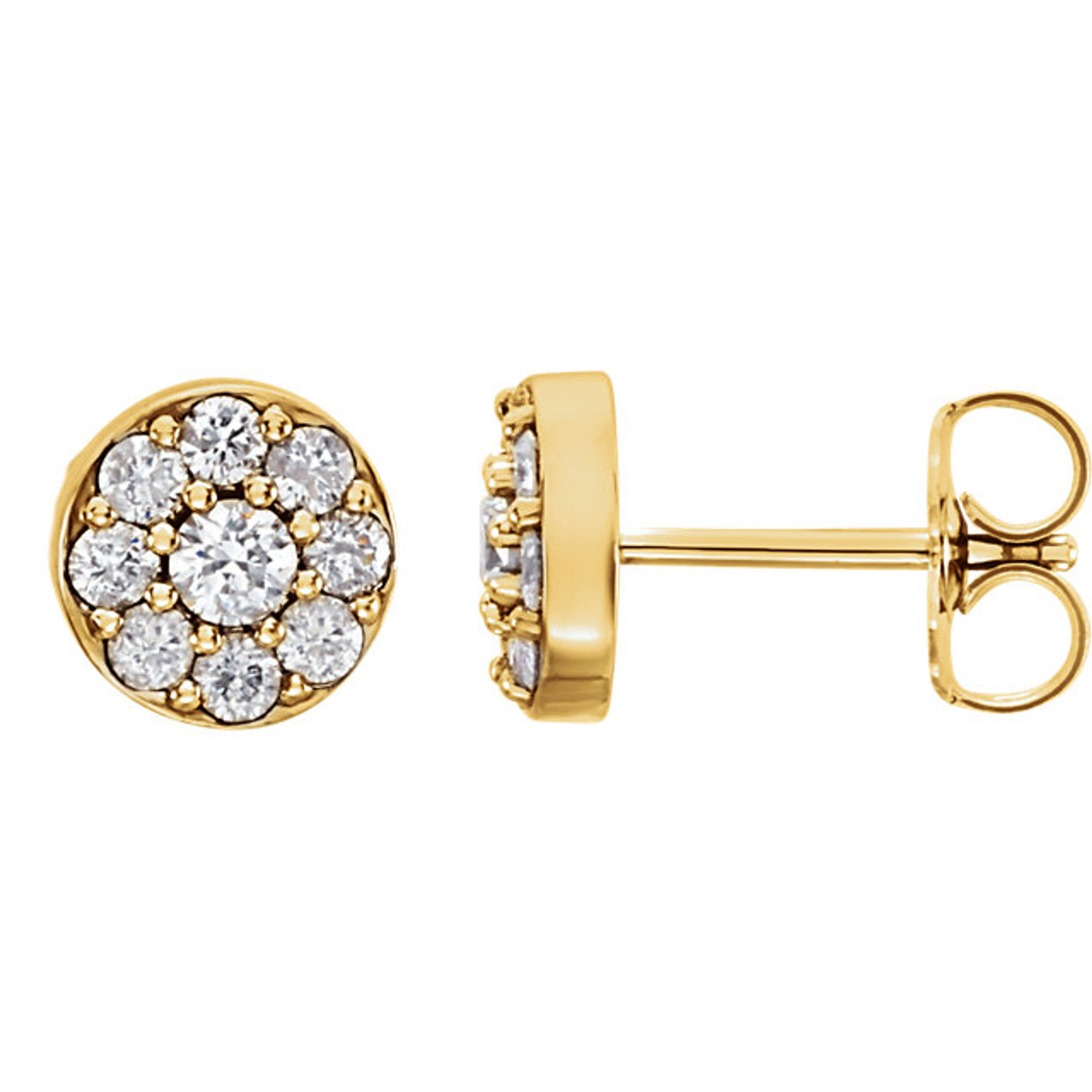 0.50Ct 14K Yellow Gold Diamond Round Invisible Earring