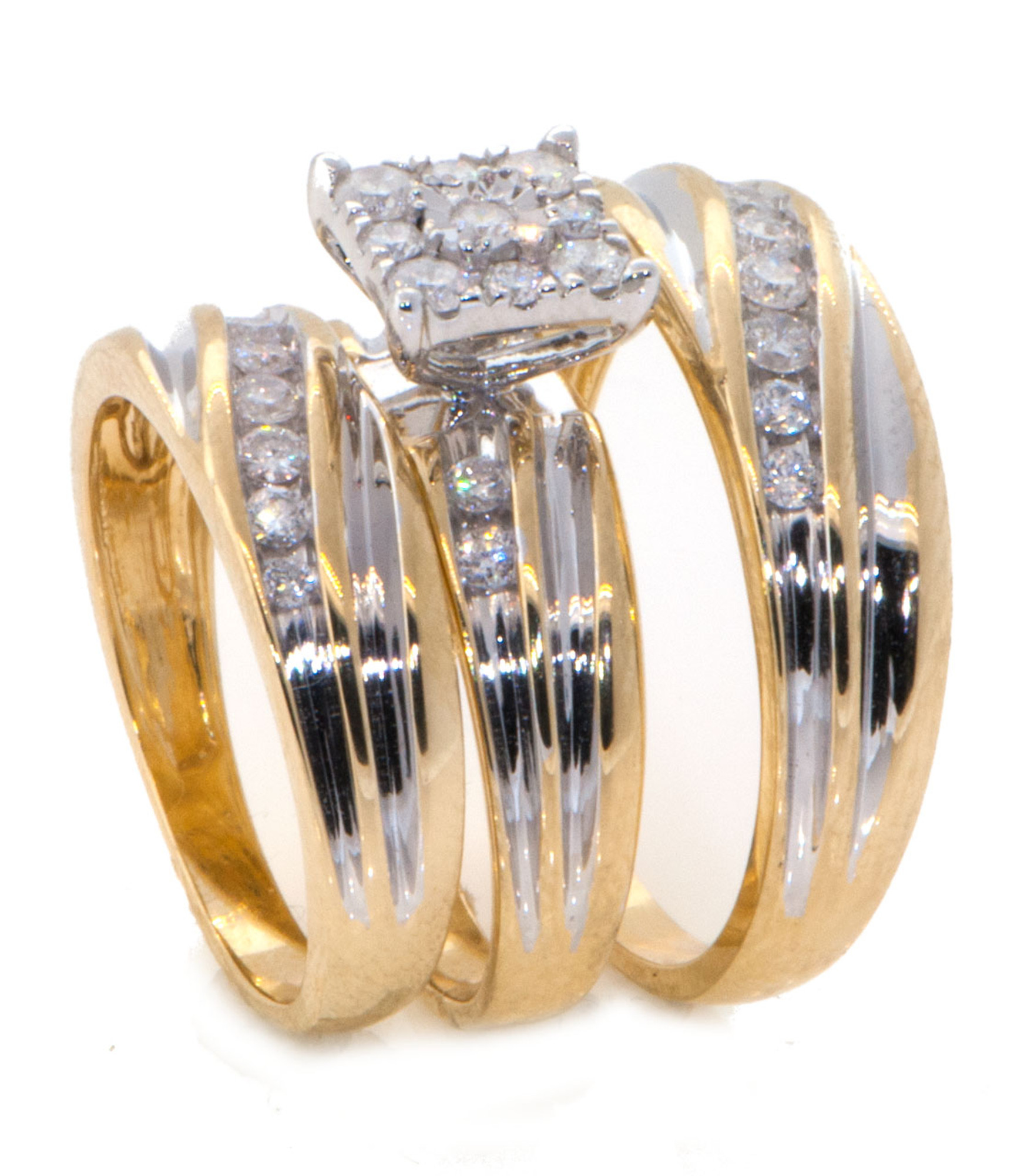 Couple Rings Matching Rings AAA CZ Yellow Gold Plated Women's Wedding Ring  Sets | eBay