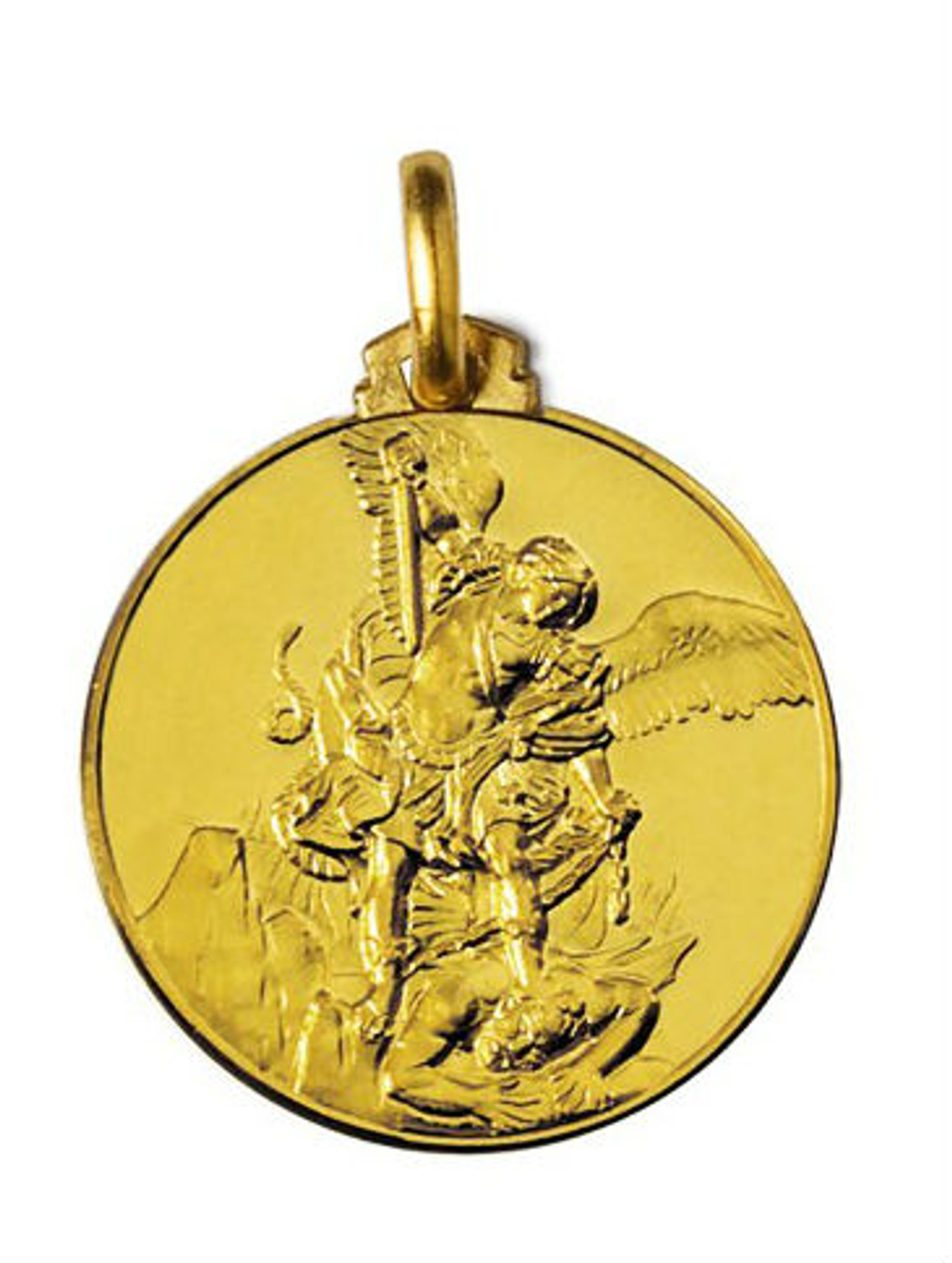 14kt Yellow Gold 16.0 mm Round Saint Michael Medal | Sarraf.com