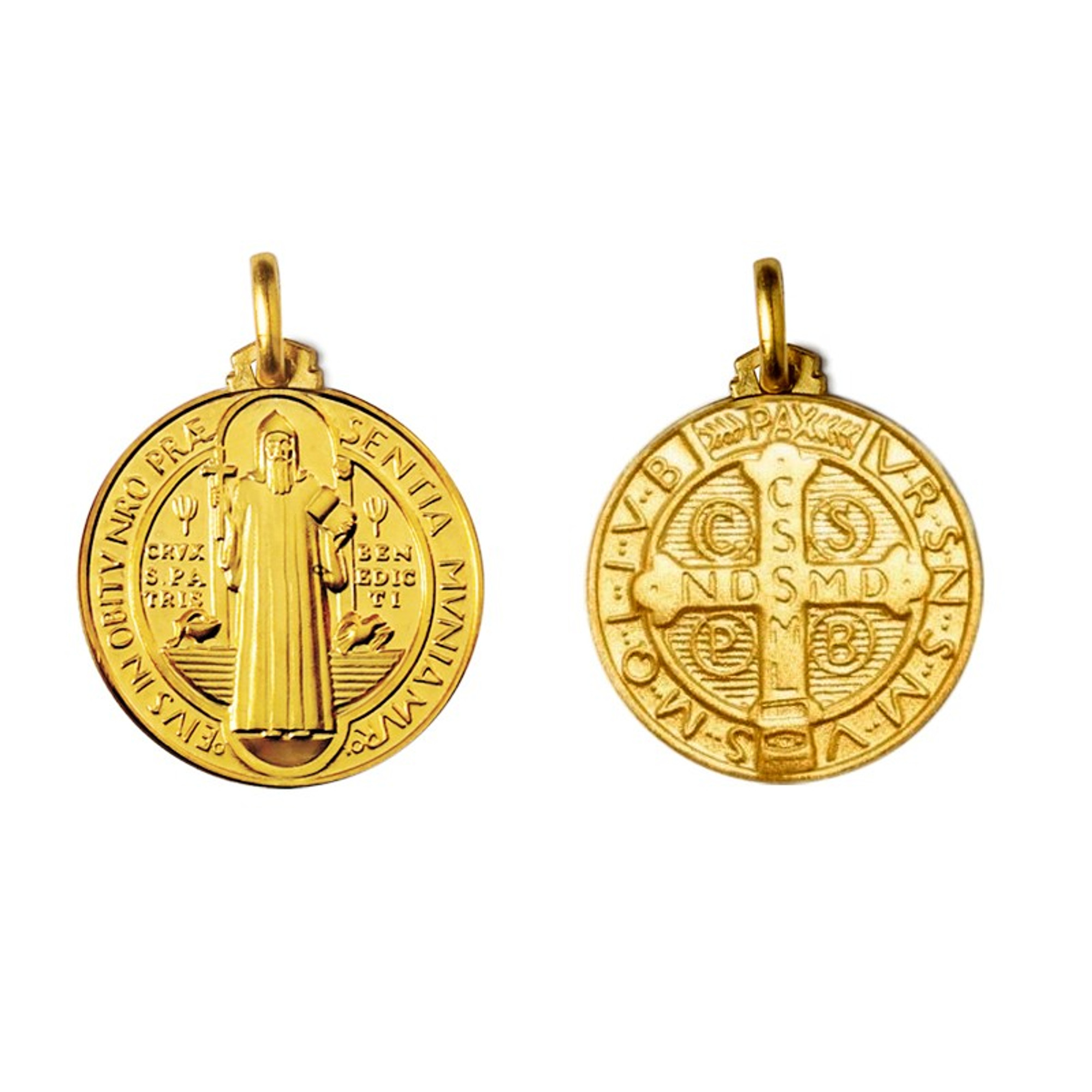 St. Benedict Medal - 14kt Gold Round Pendant (2 Sizes)