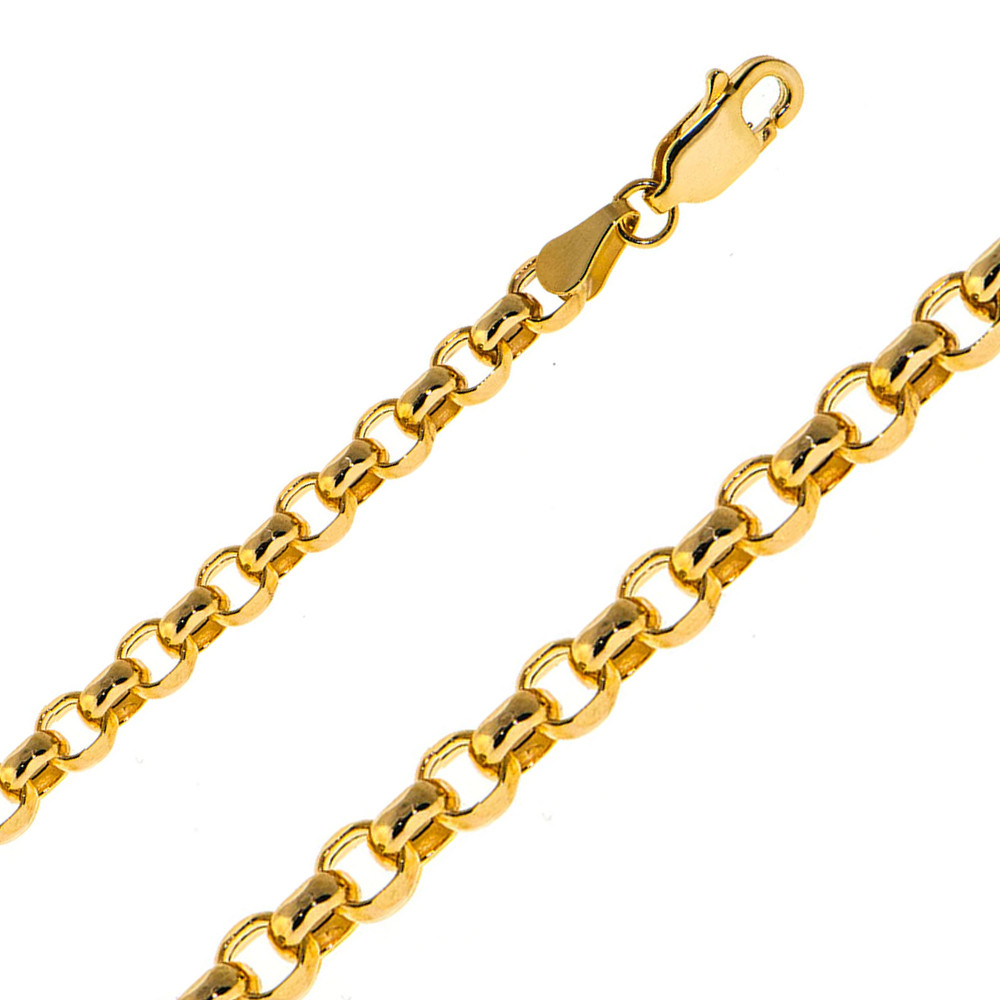 4mm Rolo Chain 10k Yellow Gold 4mm Hollow Rolo Chain Necklace 16 Inches | Sarraf.com