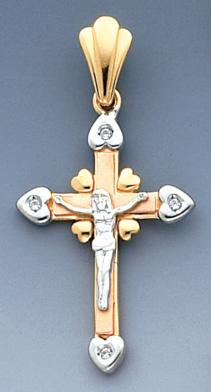 14K Tri-Color gold Cross 41mm or ( 1 5 