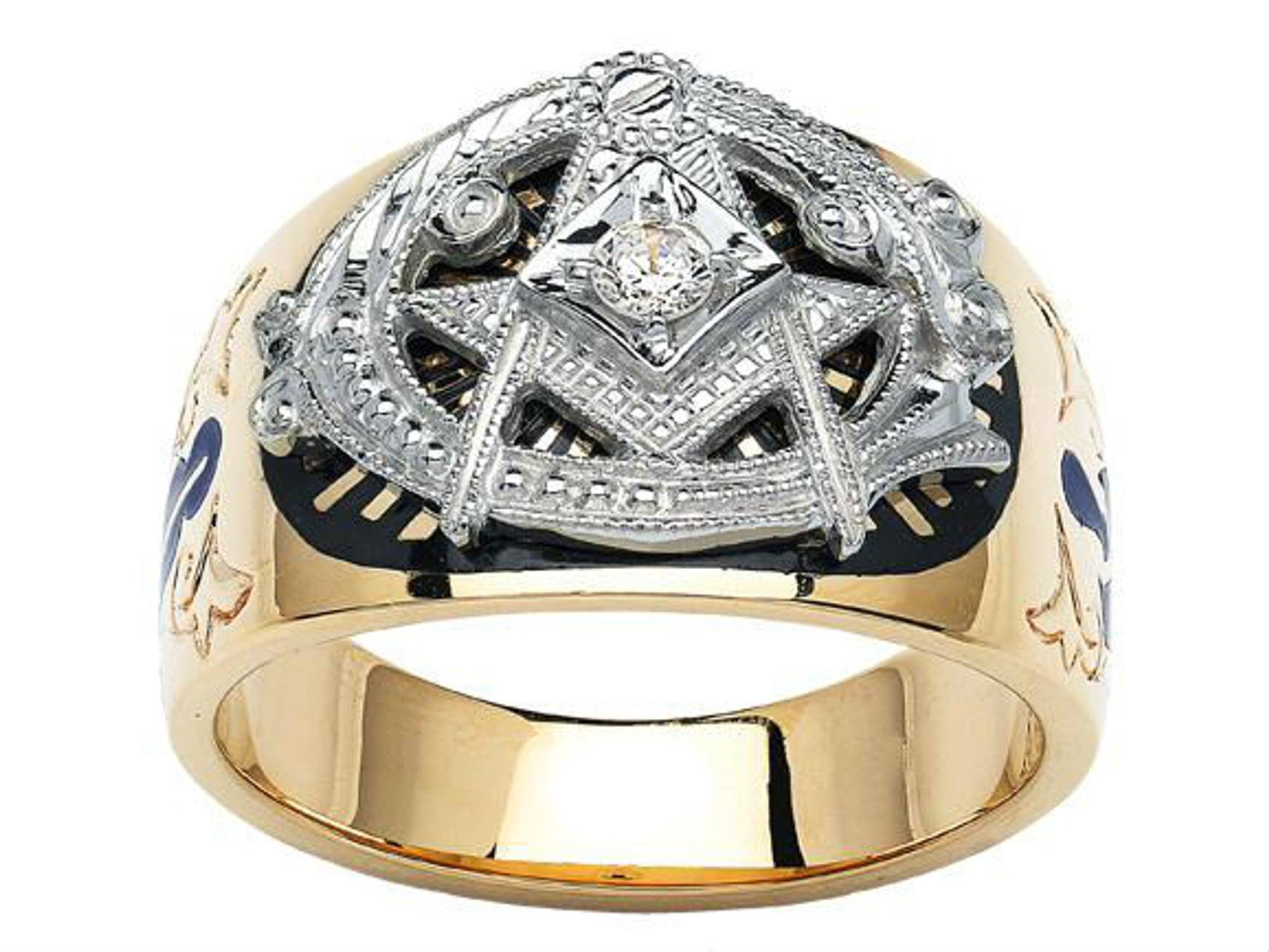 Quality Gold 14k Men's Masonic Ring Y4100M - The Diamond Family