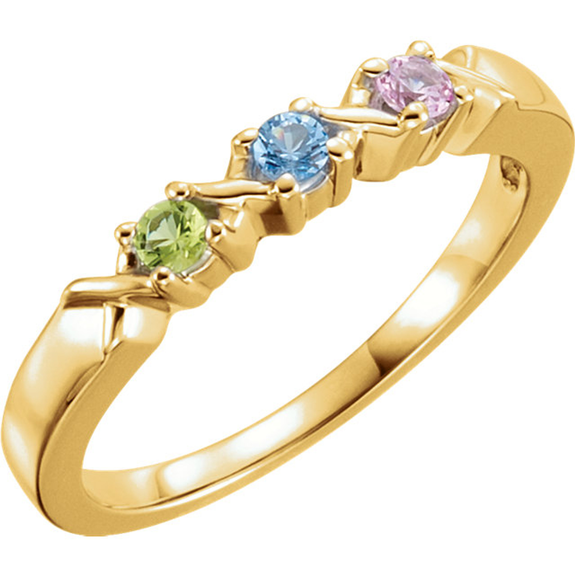14k Gold Family Mother's Ring, 2 Stone (Available in 1,2,3,4,5 Stones ...