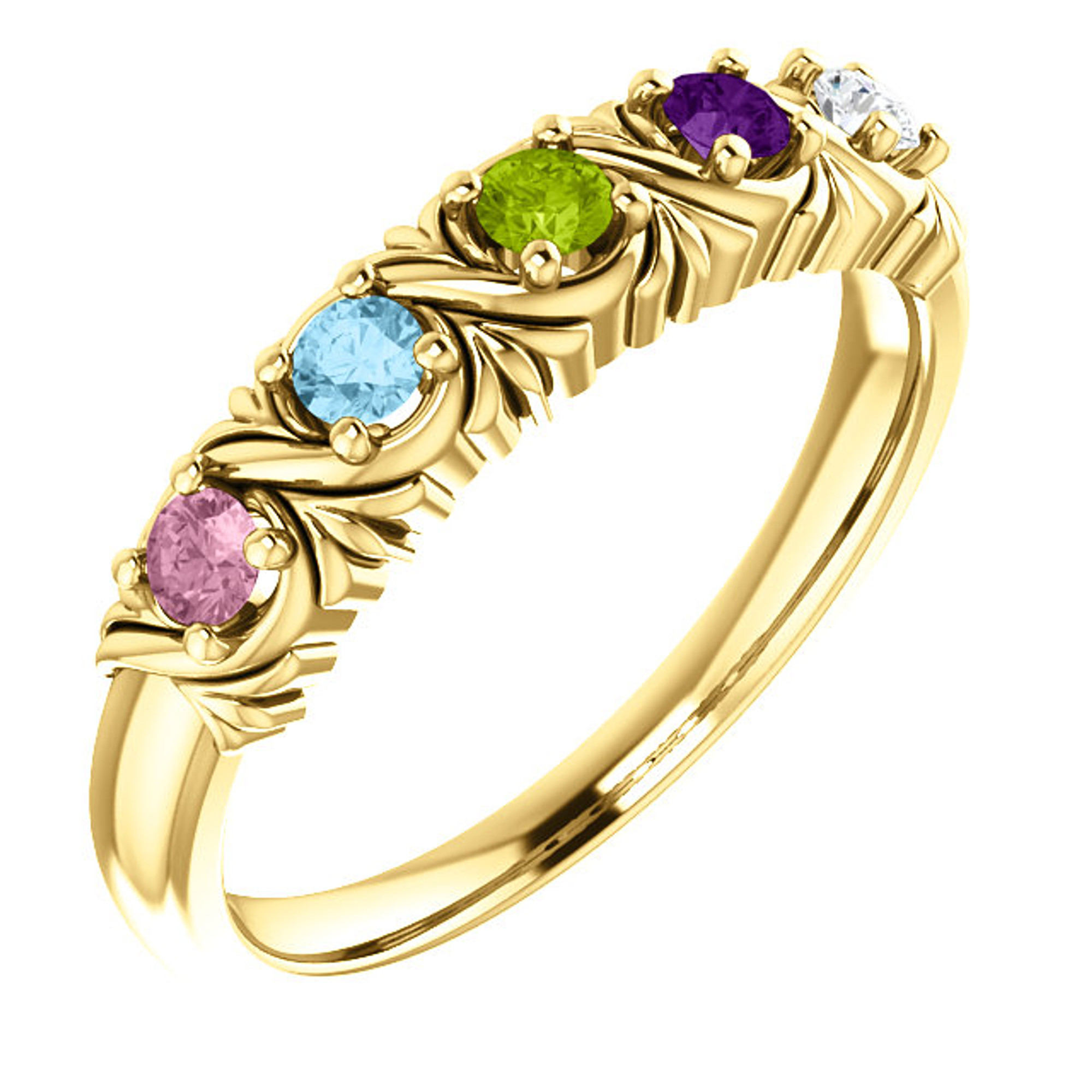 Mothers ring 6 stones white gold Clearance