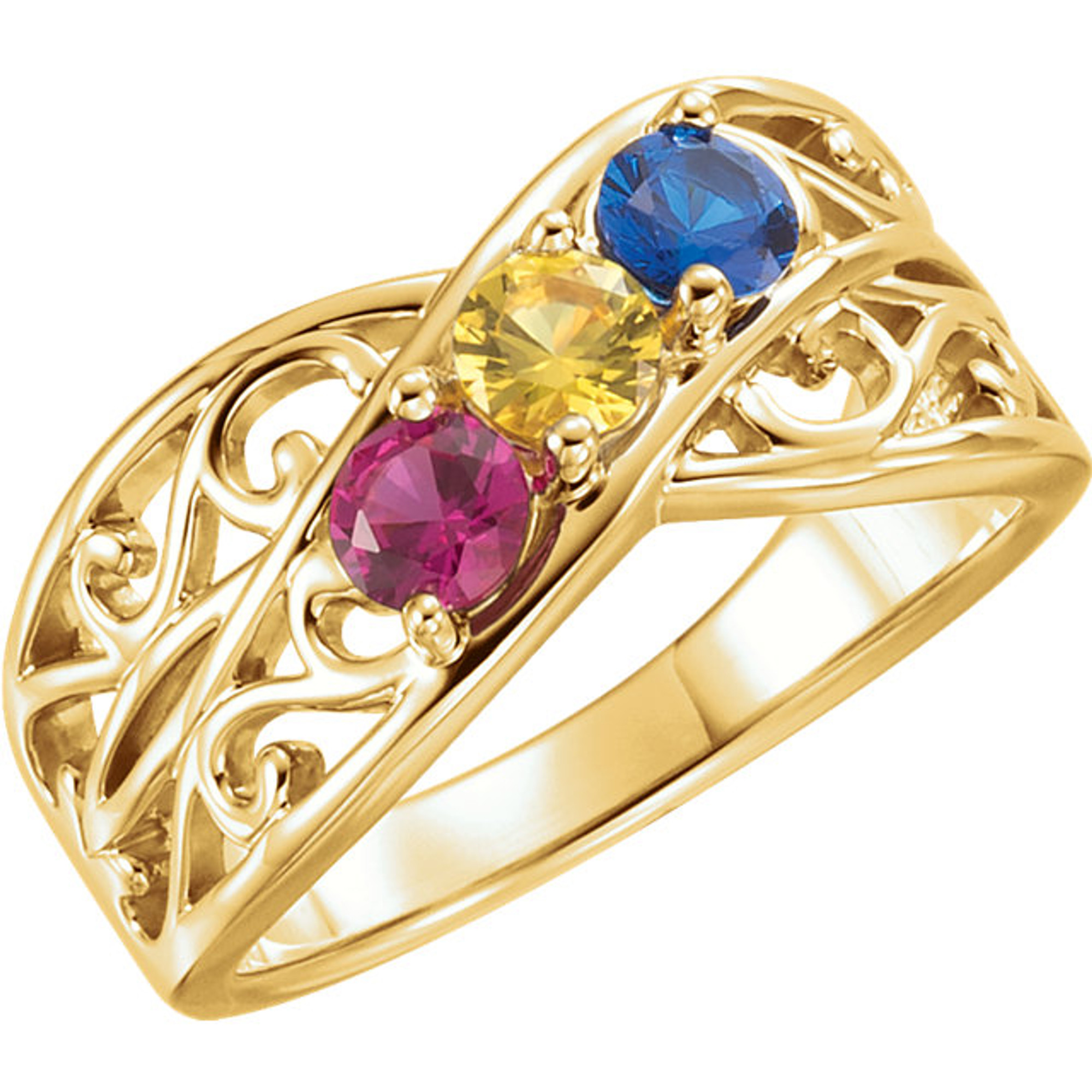 Gold mothers ring 3 shop stones