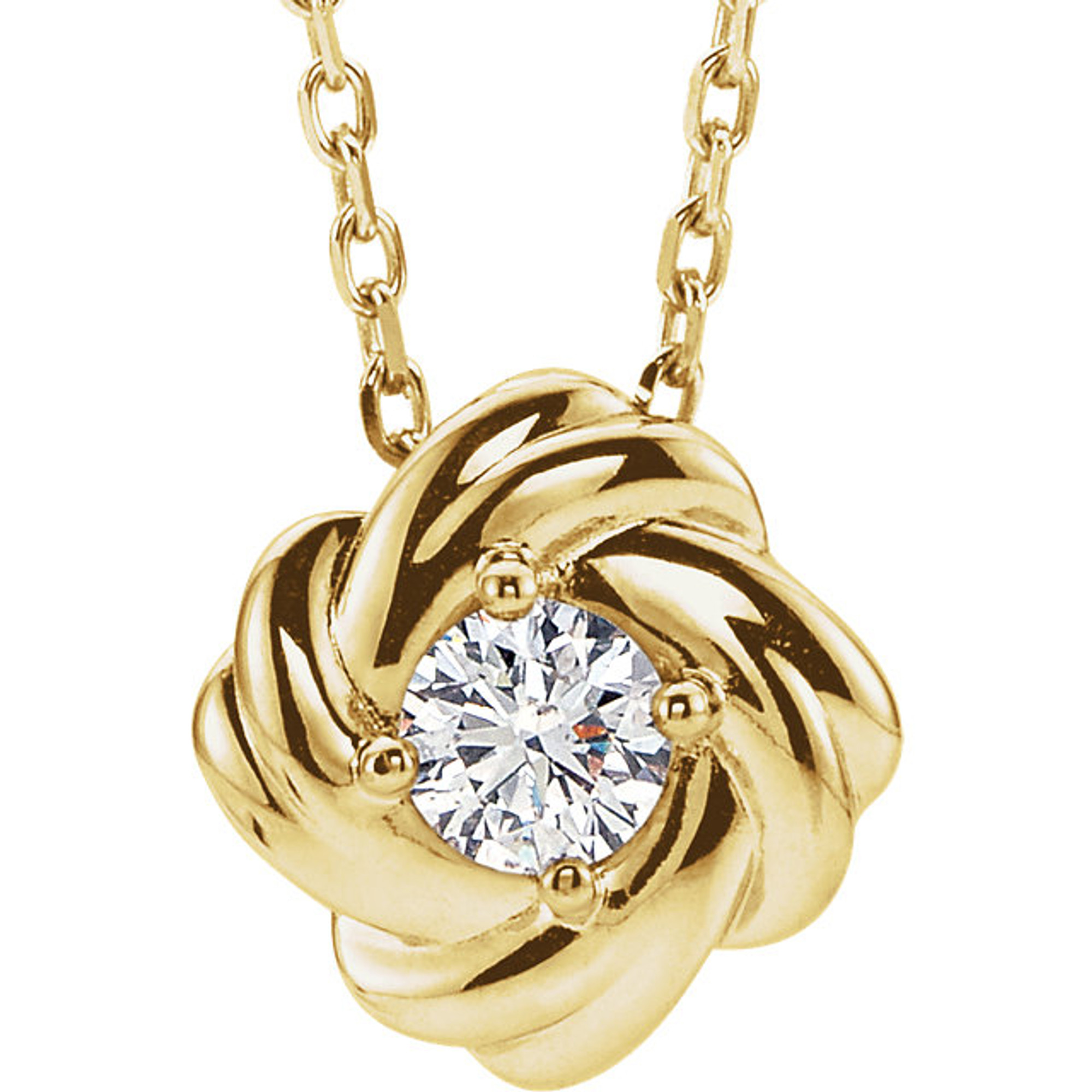 14k Rose Gold Diamond Love Knot Necklace 1/6 Ctw
