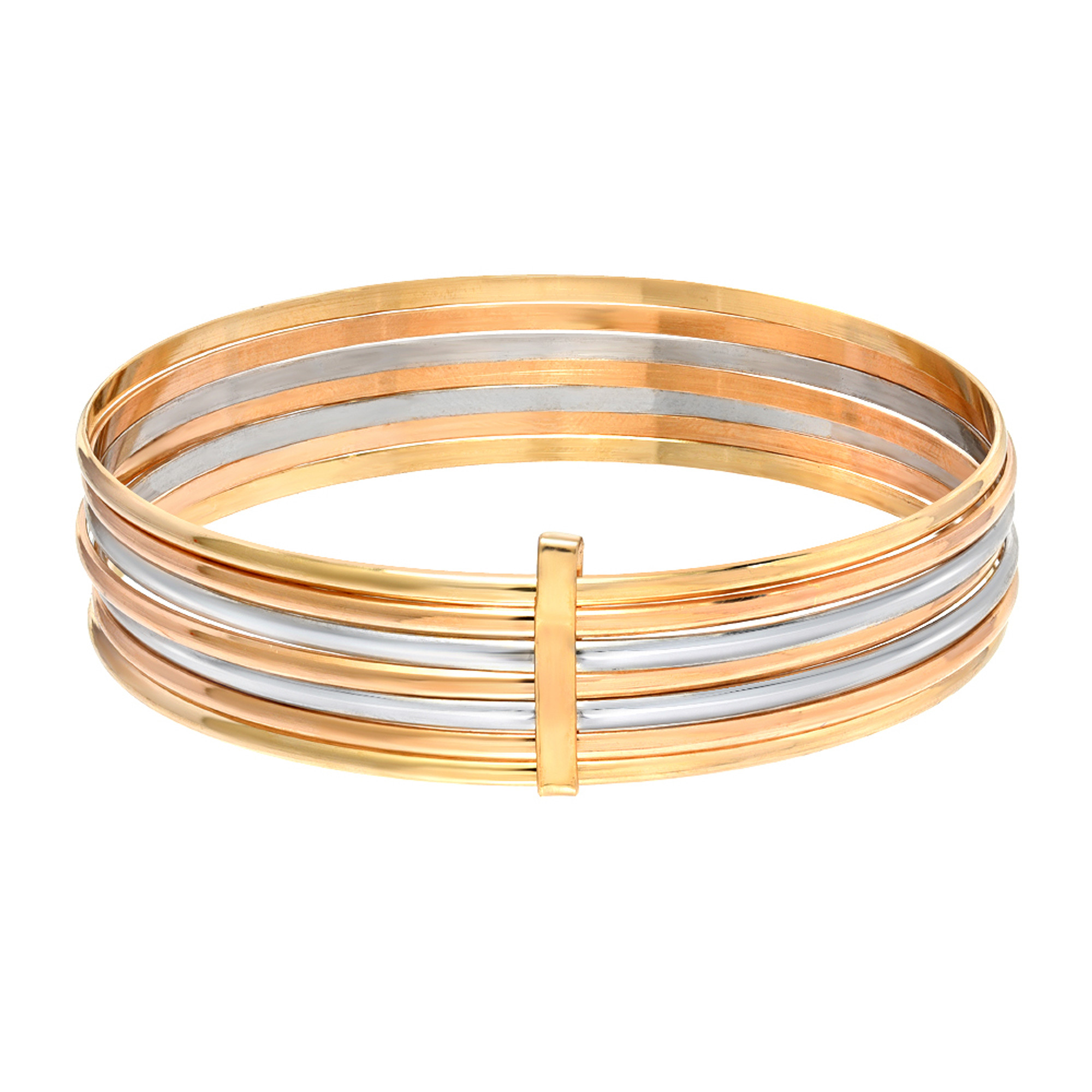 Masikini | 7 Bracelets Set Tricolor Gold Plated. Semanario Chapa de Oro 3  colores 7 piezas