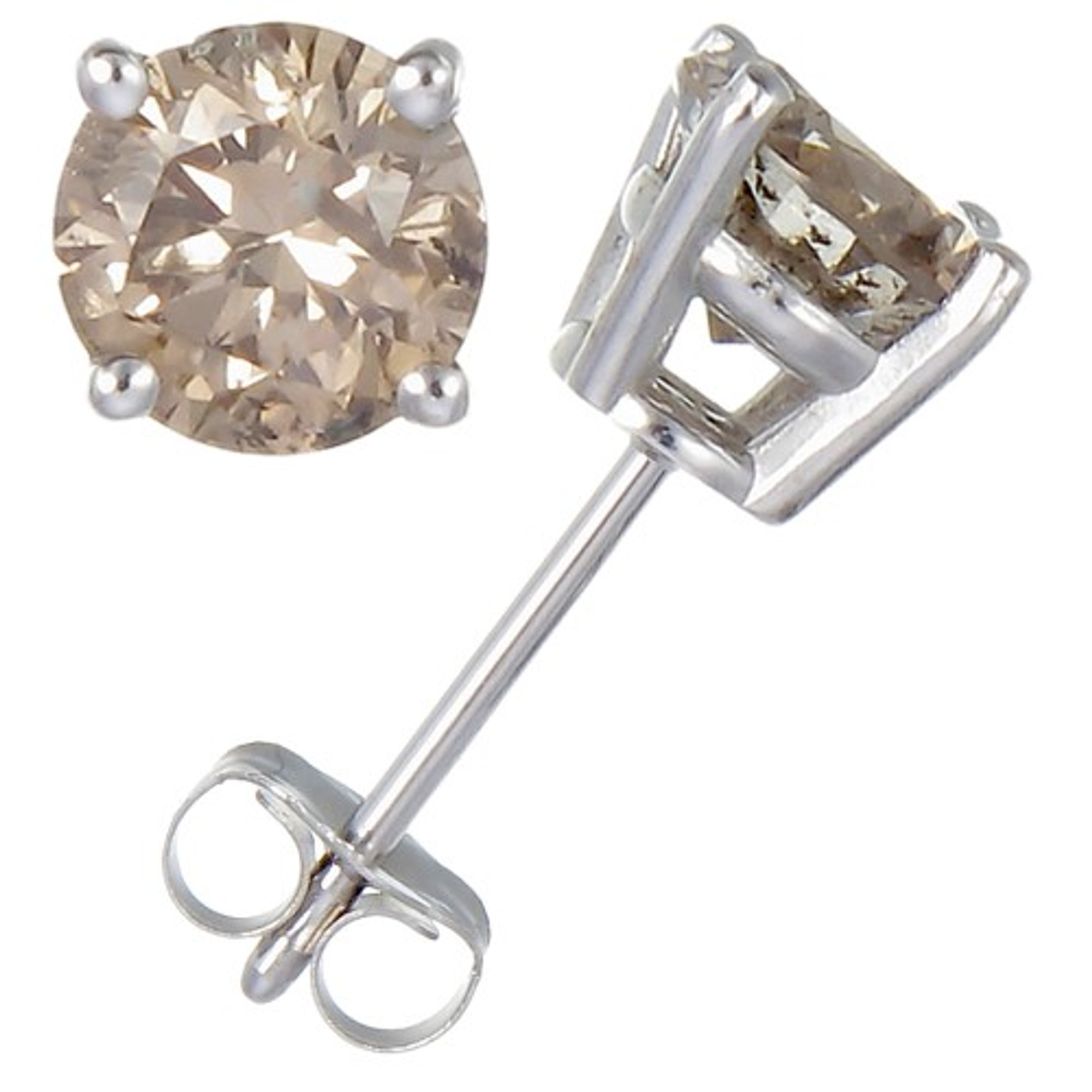 1.10 Carat Colorless Diamond Stud Earrings In 14 Karat White Gold (E-F, I2  Clarity Enhanced)