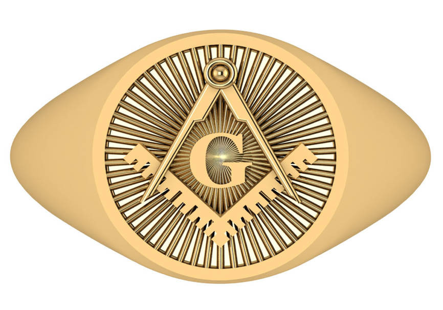 14k Gold Masonic Blue Lodge Ring 15.5MM