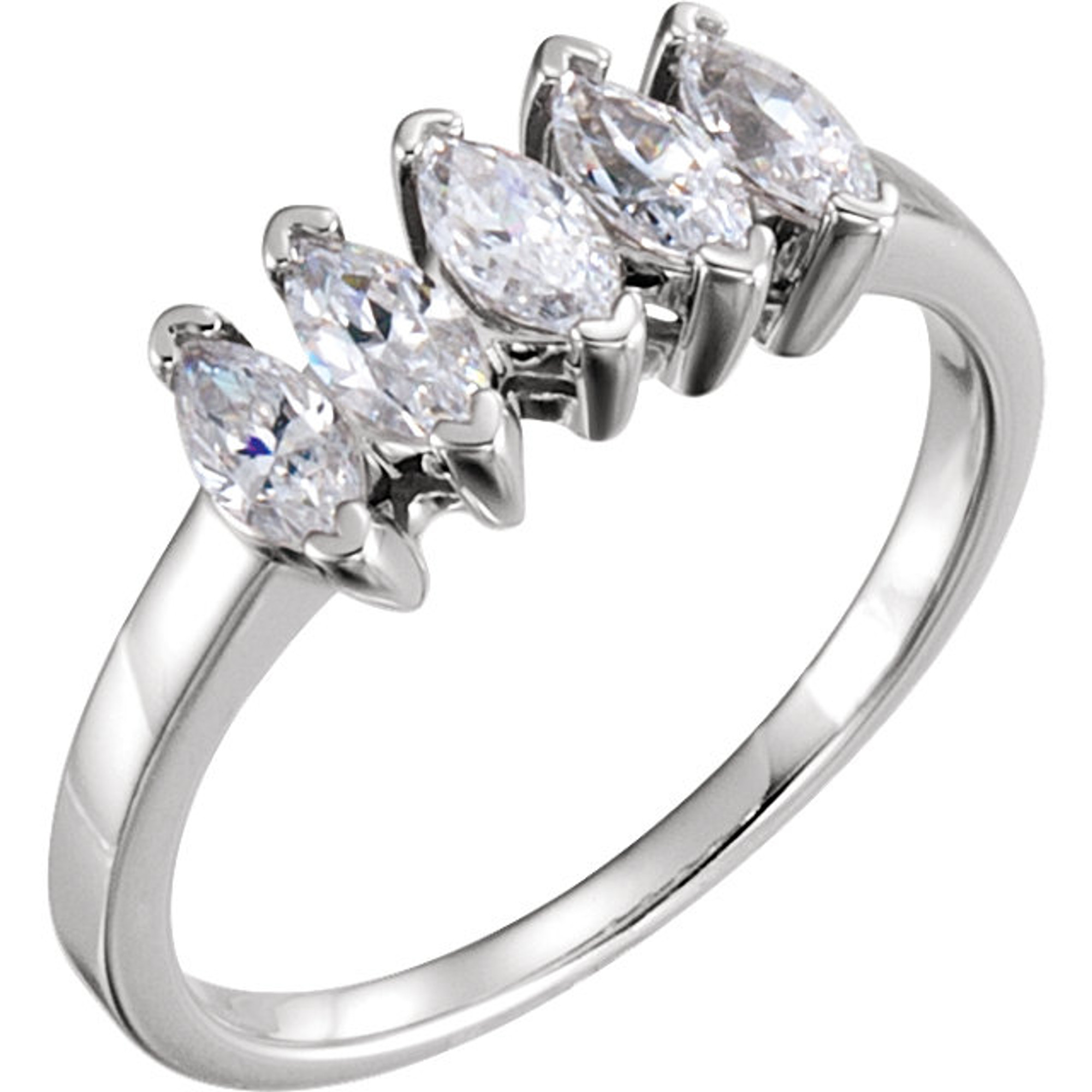3 4 ct. Marquise 5 Stone Diamond Anniversary band 14k White Gold