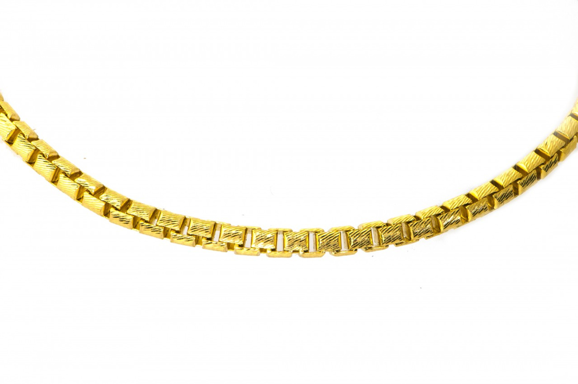 14k Yellow Gold 3mm Round Diamond Cut Box Chain Necklace 22 Inches