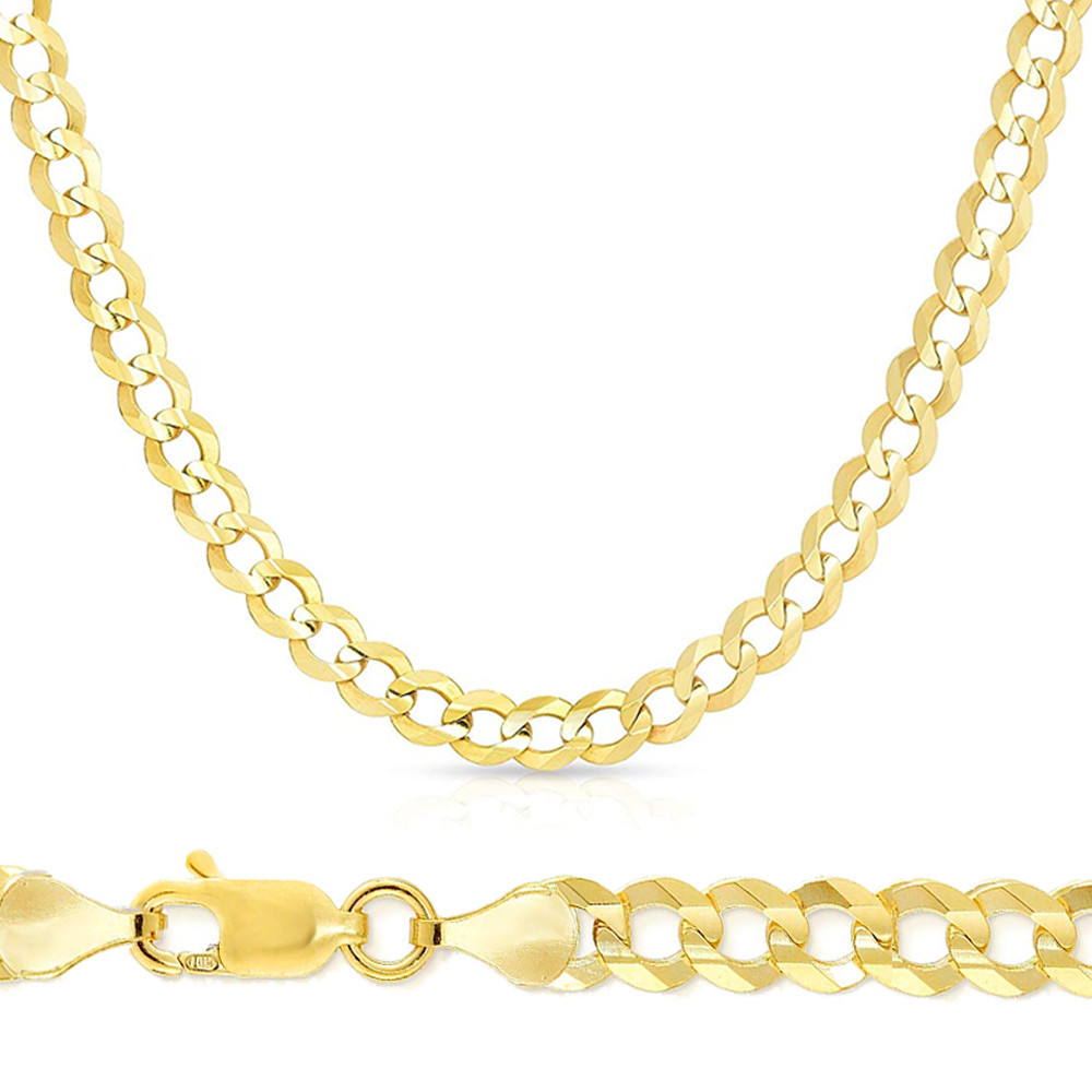 10k Gold 8mm Flat Curb Chain 26 Inches 