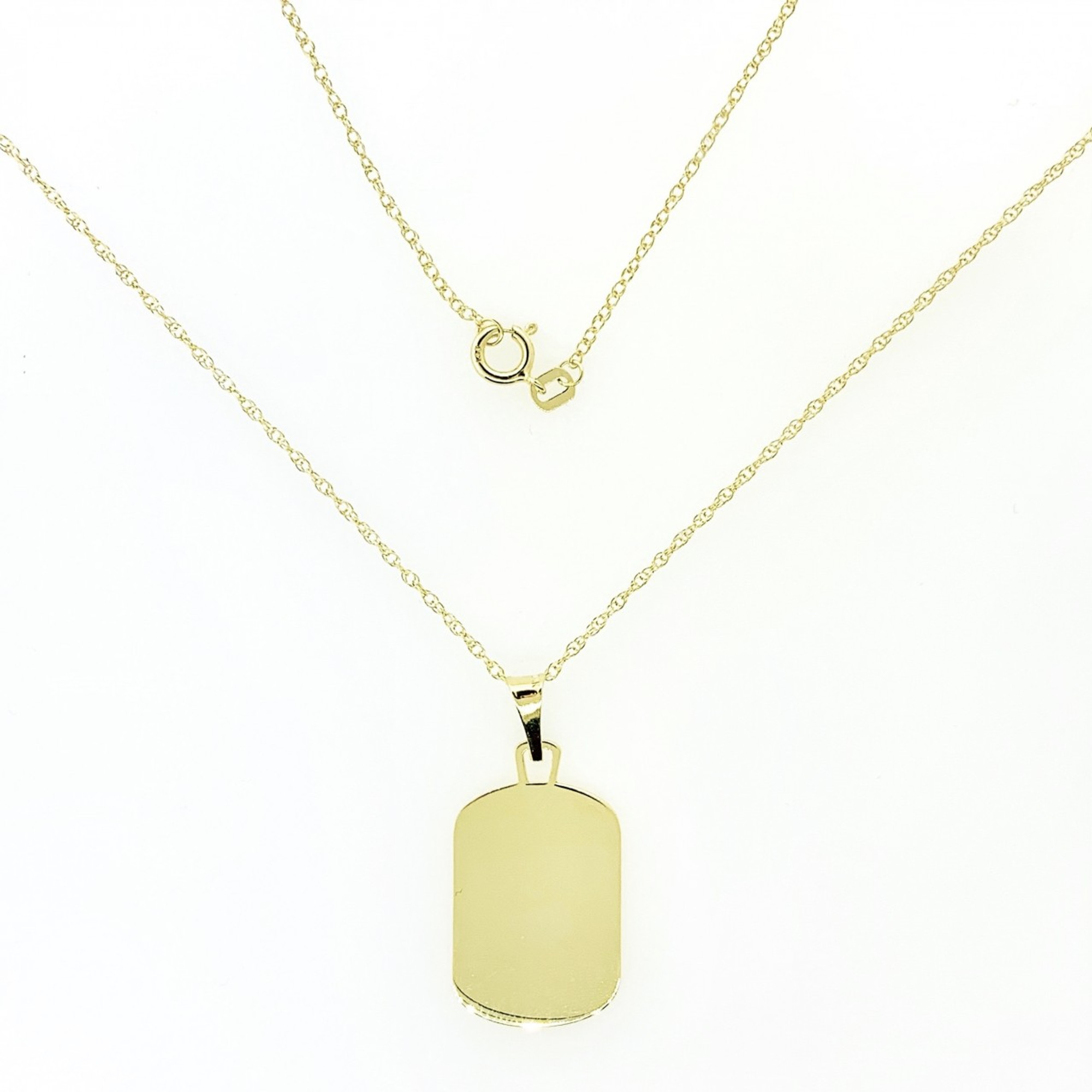 14K Gold Small Dog Tag Necklace 14K Yellow Gold / 18