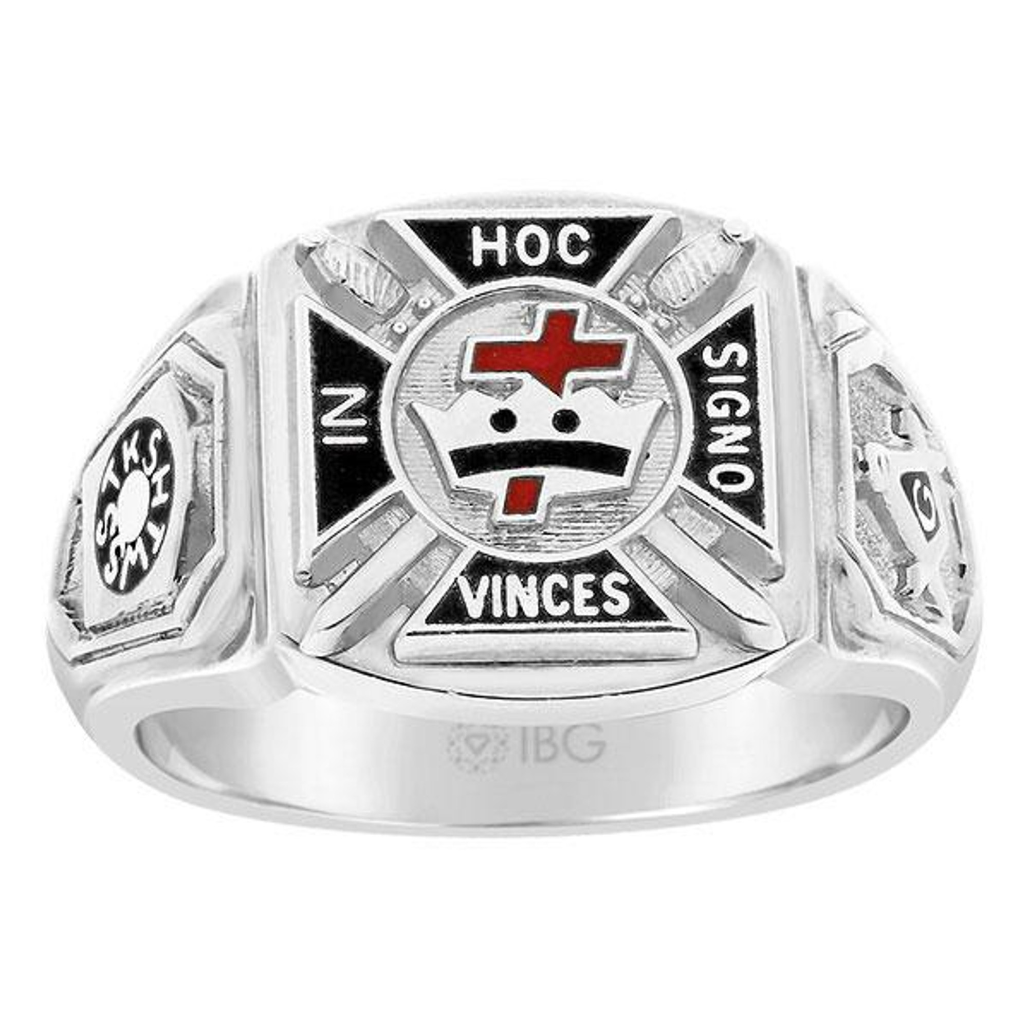 14k White Gold Knights Templar Masonic Ring | Sarraf.com