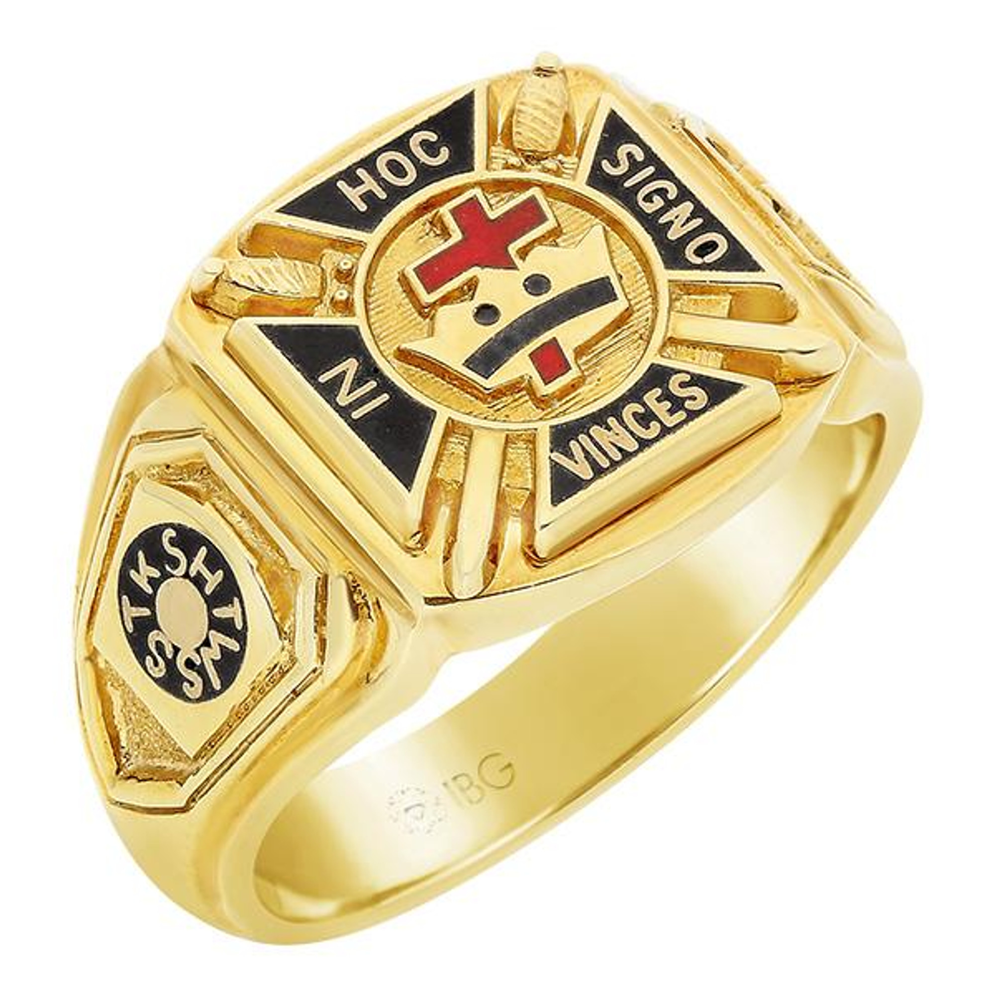14k White Gold Knights Templar Masonic Ring | Sarraf.com