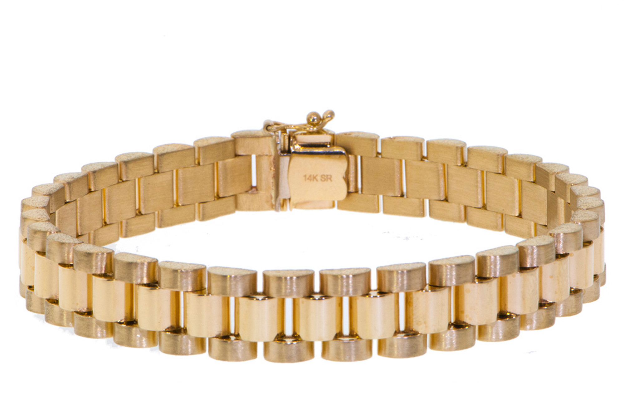 LOT:221 | (917003840) An 18k gold link gentleman's Rolex President bracelet.