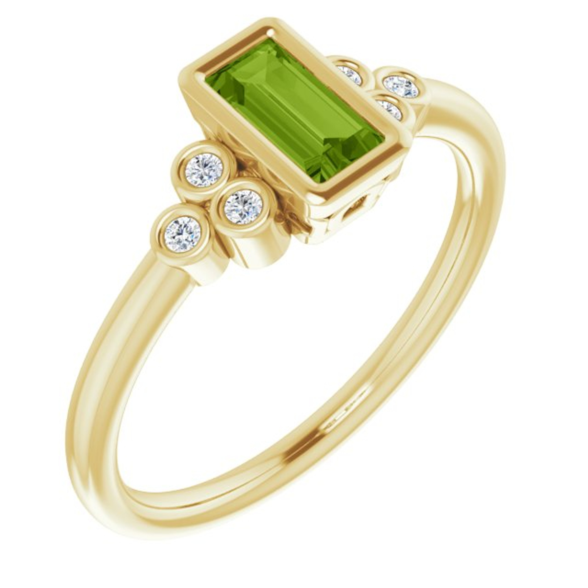 14k solid gold August birthstone ring with genuine peridot and cubic z –  Gianni Deloro