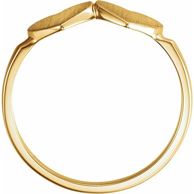 14k Yellow Gold Double Heart Signet Ring 8mm by14mm | Sarraf.com
