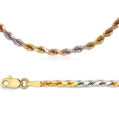 14k Yellow Gold - Chains Rope tri color