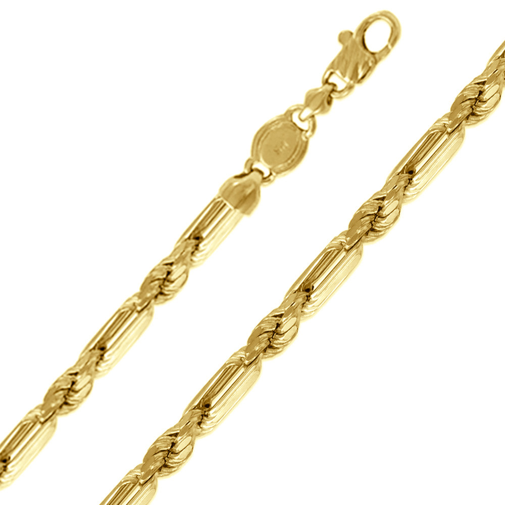 14k Gold 7mm Yellow Gold Milano Rope Chain Necklace 22 Inches | Sarraf.com