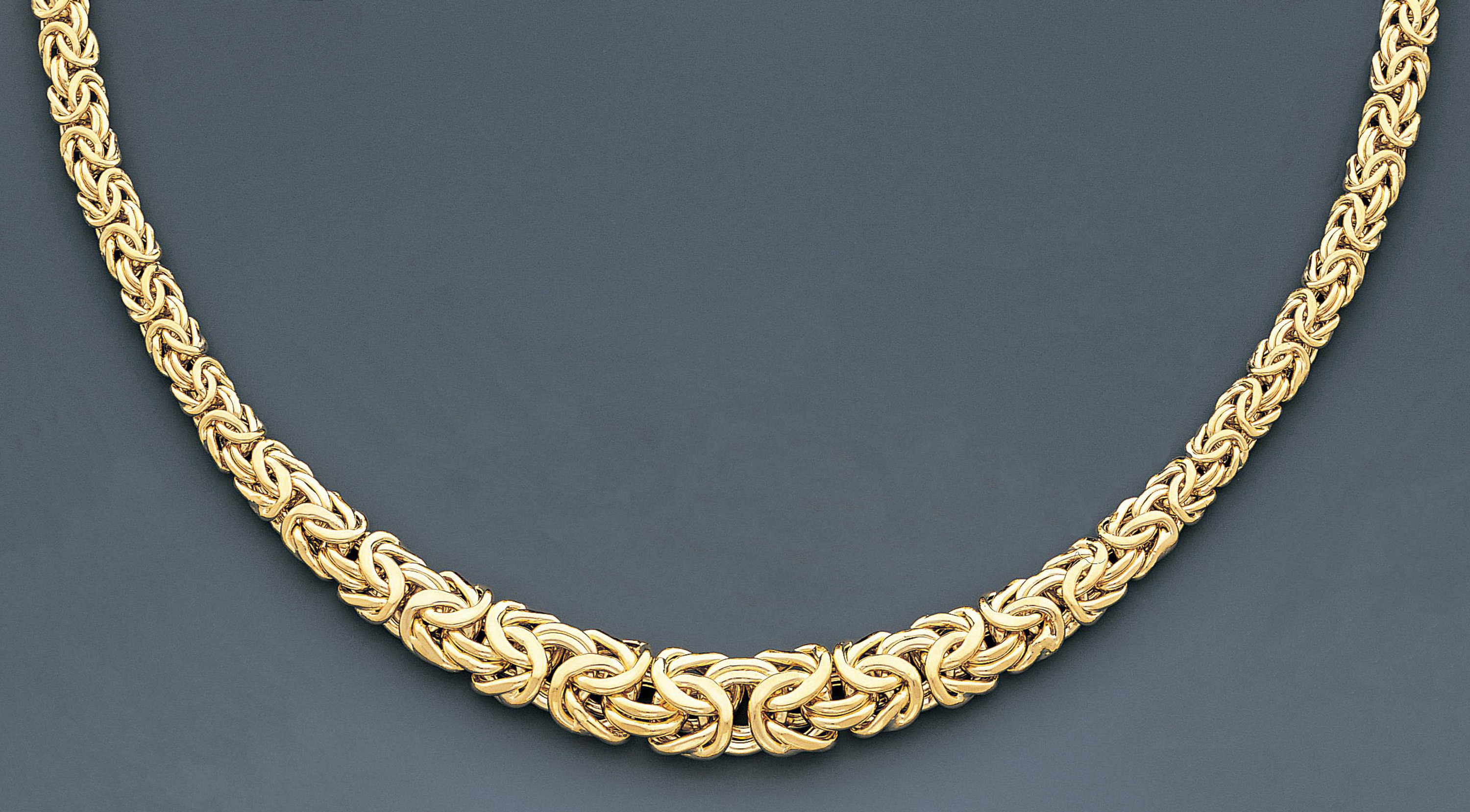 14k Gold 16mm-7mm Tapered Byzantine Necklace 18 Inches 14k Gold 16mm-7mm Tapered Byzantine Necklace 18 Inches