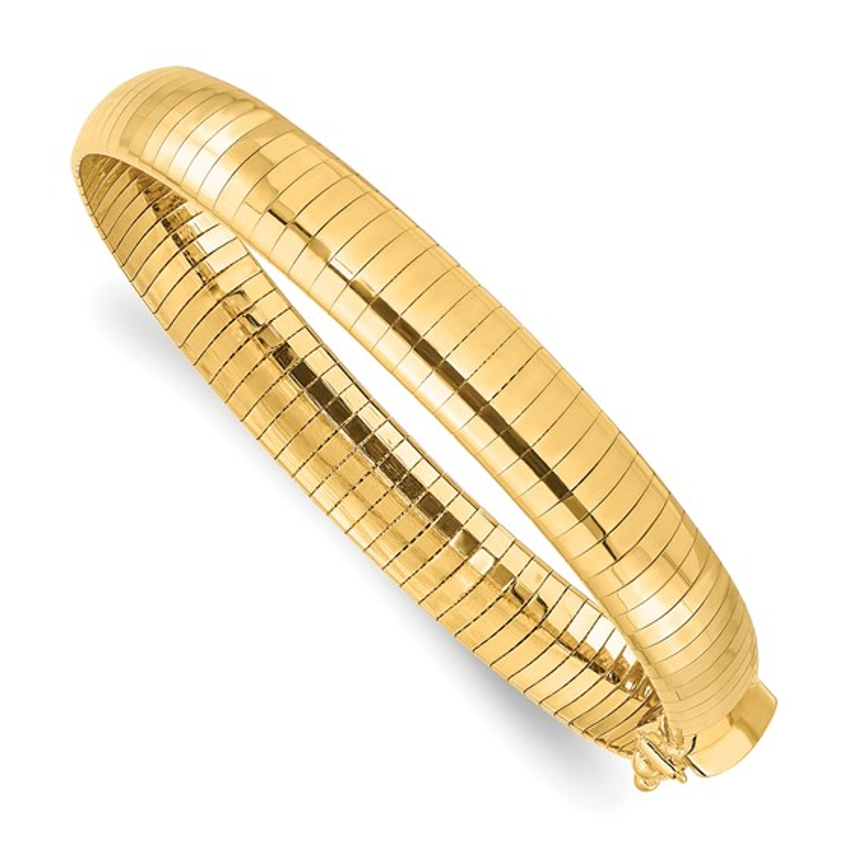 14k Gold 8mm Domed Omega Bracelet 7 Inches 14k Gold 8mm Domed Omega Bracelet 7 Inches