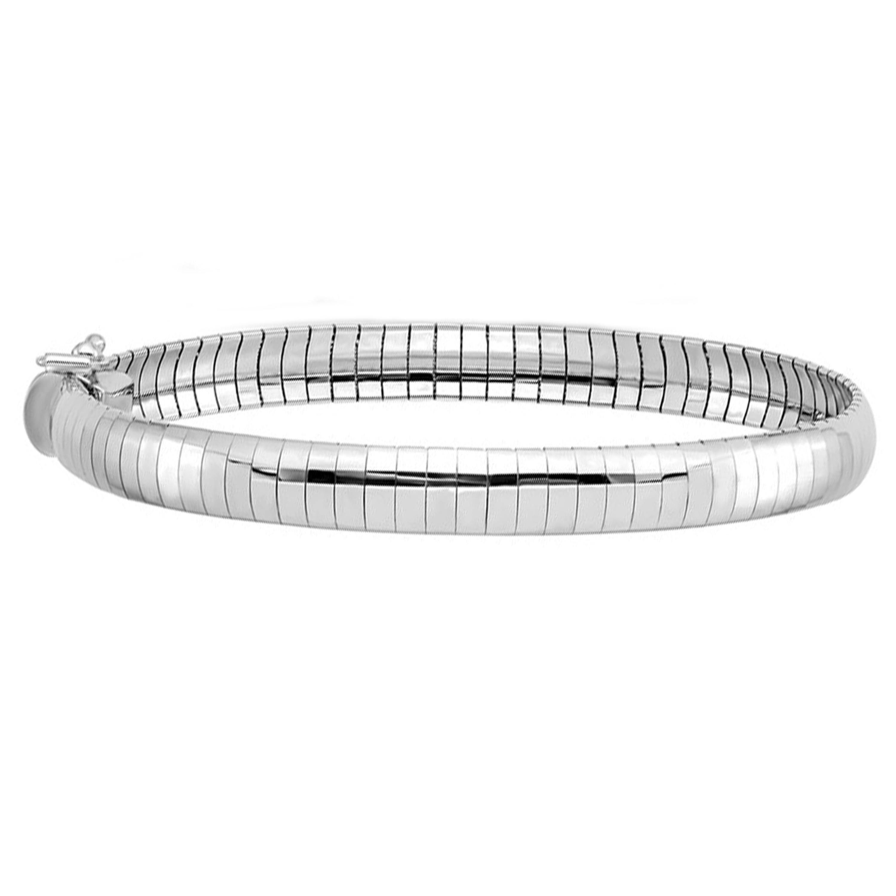 14k White Gold 6mm Domed Omega Bracelet 7 Inches 14k White Gold 6mm Domed Omega Bracelet 7 Inches