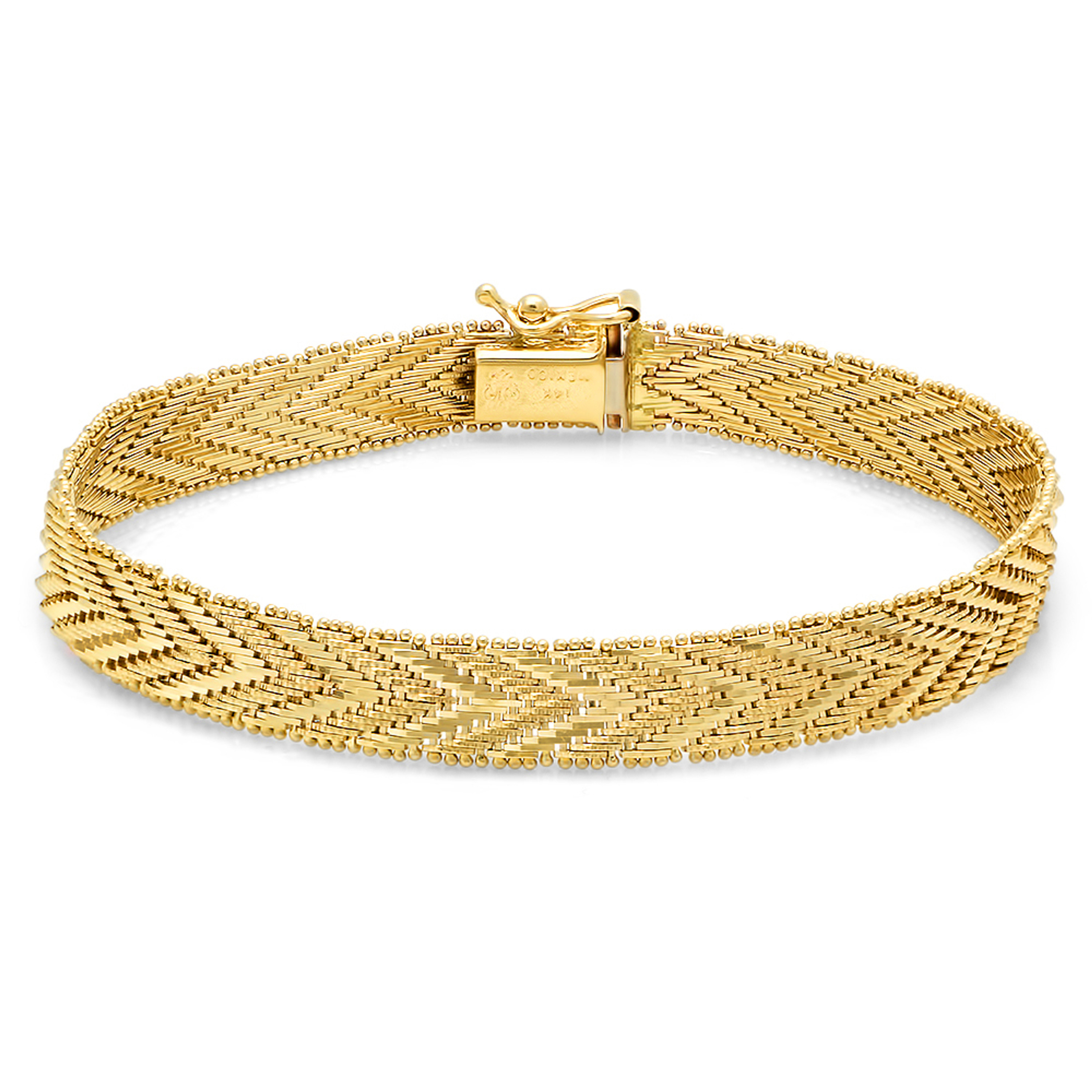 14k Yellow Gold 7mm Two Tone Wheat Bracelet 7 Inches 14k Yellow Gold 7mm Two Tone Wheat Bracelet 7 Inches