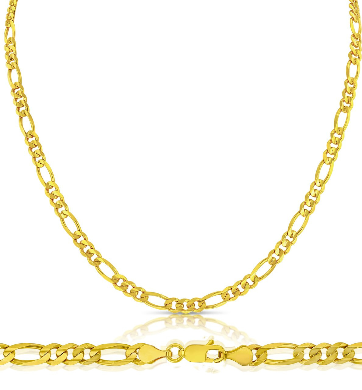 14k Gold 4.0 mm Figaro Chain 24 Inches