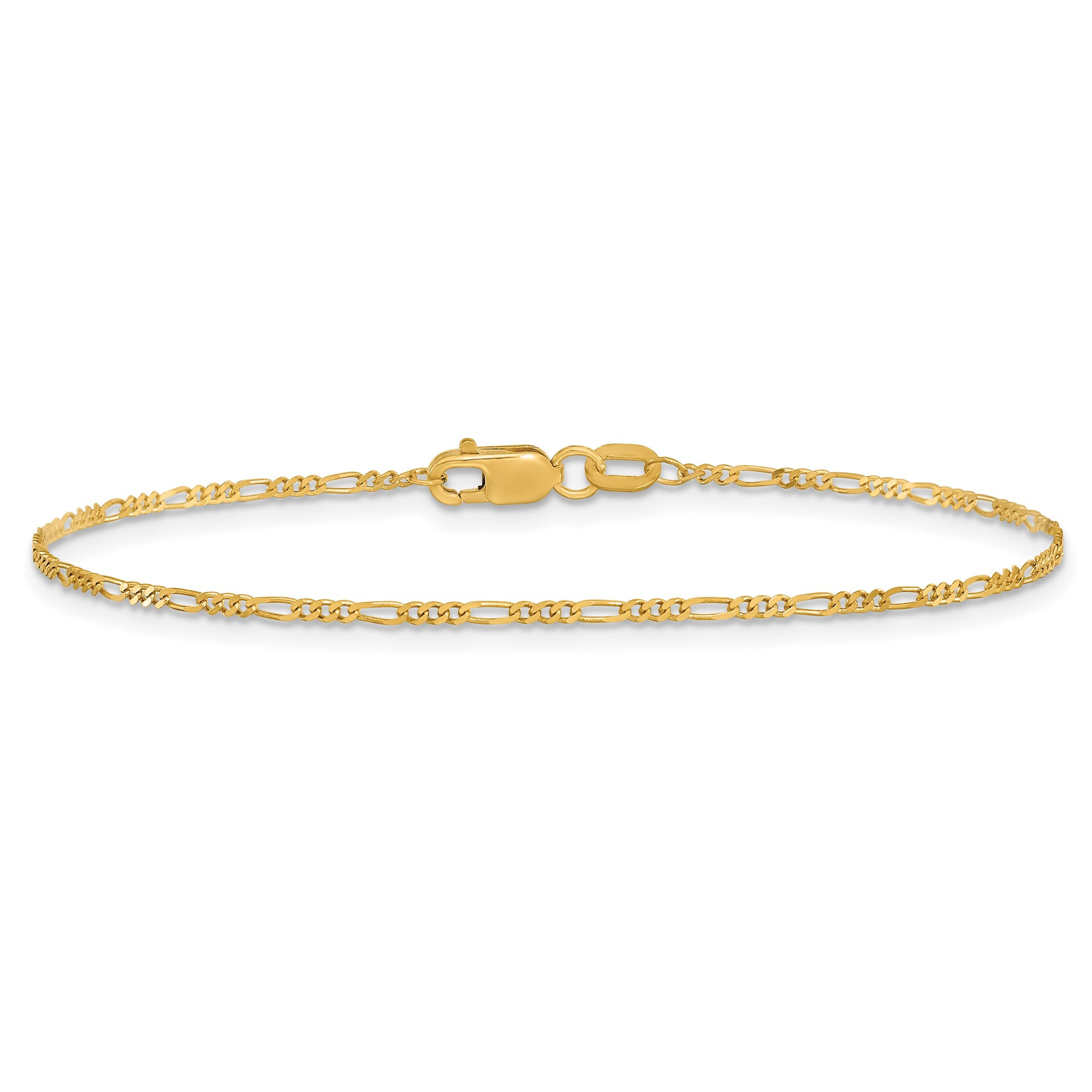 14k Gold 1.3mm Figaro Bracelet 7 Inches