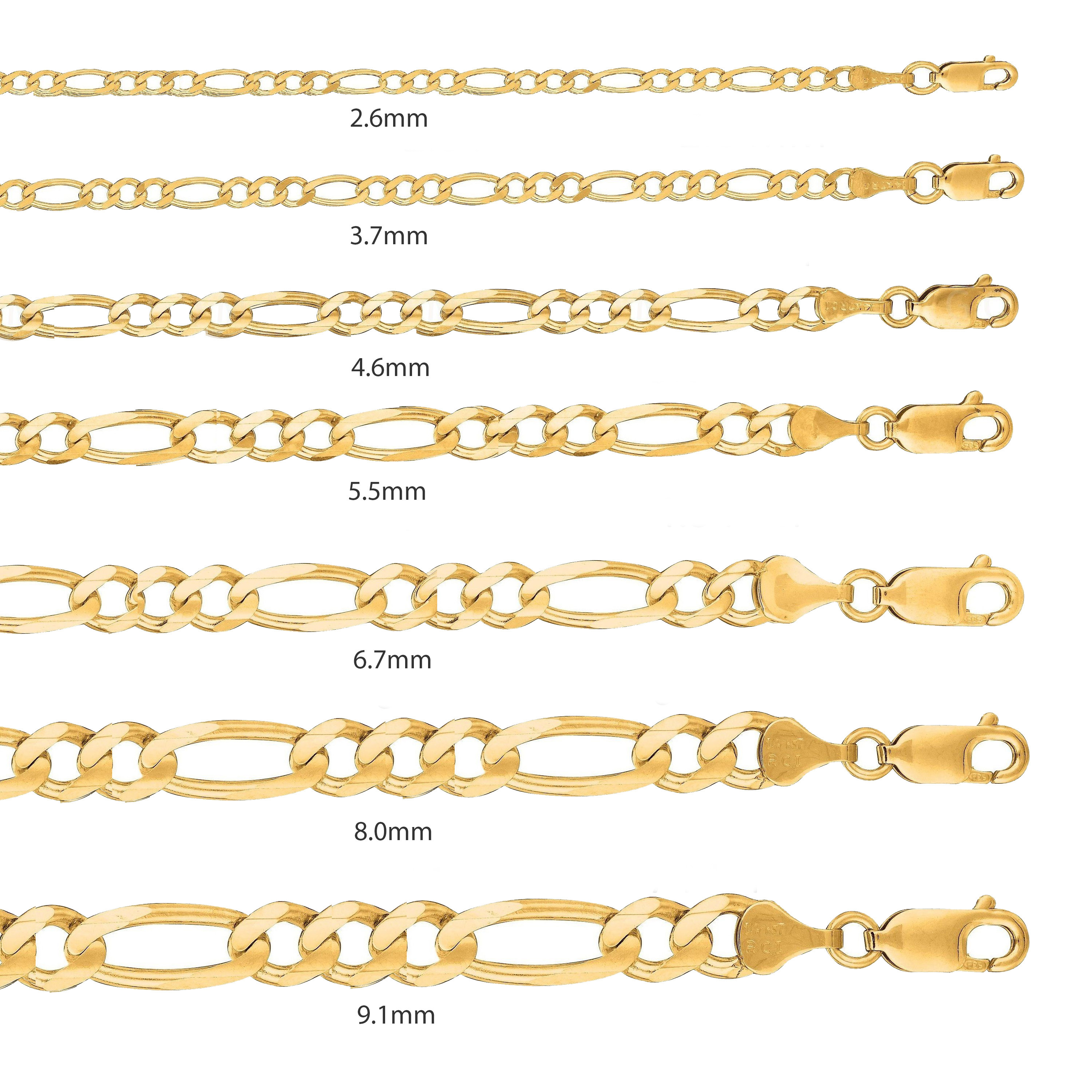 14k Gold 3.1mm Open Figaro Chain 8 Inches | SARRAF.COM