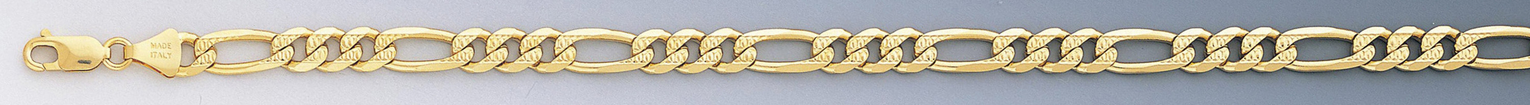 14k Gold 7mm Yellow Pave Figaro Chain 24 Inches 14k Gold 7mm Yellow Pave Figaro Chain 24 Inches