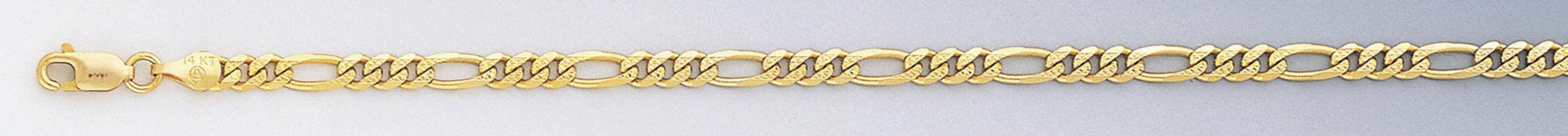 14k Gold 4mm Yellow Pave Figaro Chain 22 Inches 14k Gold 4mm Yellow Pave Figaro Chain 22 Inches