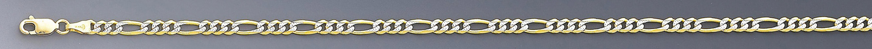 14k Gold 3.5mm White Pave Figaro Chain 16 Inches