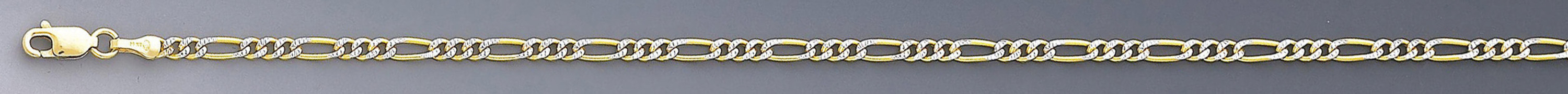 14k Gold 2.8mm White Pave Figaro Chain 18 Inches 14k Gold 2.8mm White Pave Figaro Chain 18 Inches