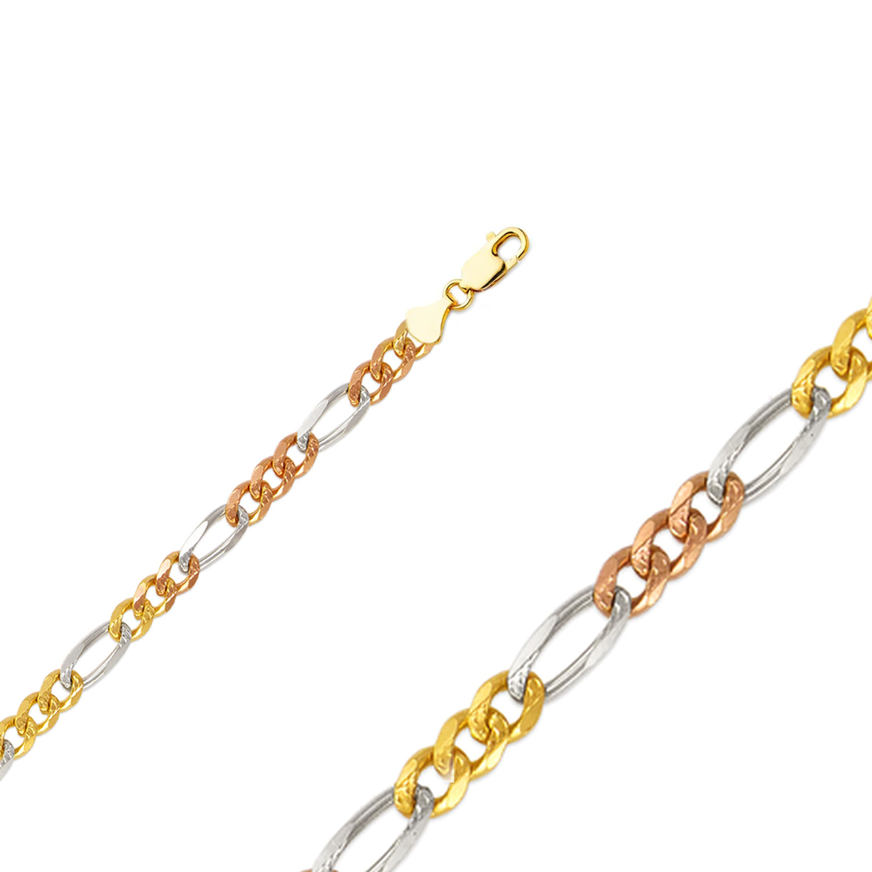 14k Gold 3.8mm Tri-color Figaro Chain 30 Inches 14k Gold 3.8mm Tri-color Figaro Chain 30 Inches