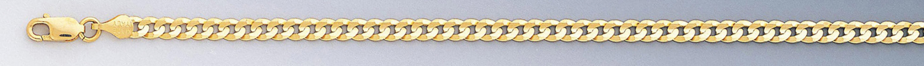 14k Gold 4mm Flat Curb Bracelet 7 Inches