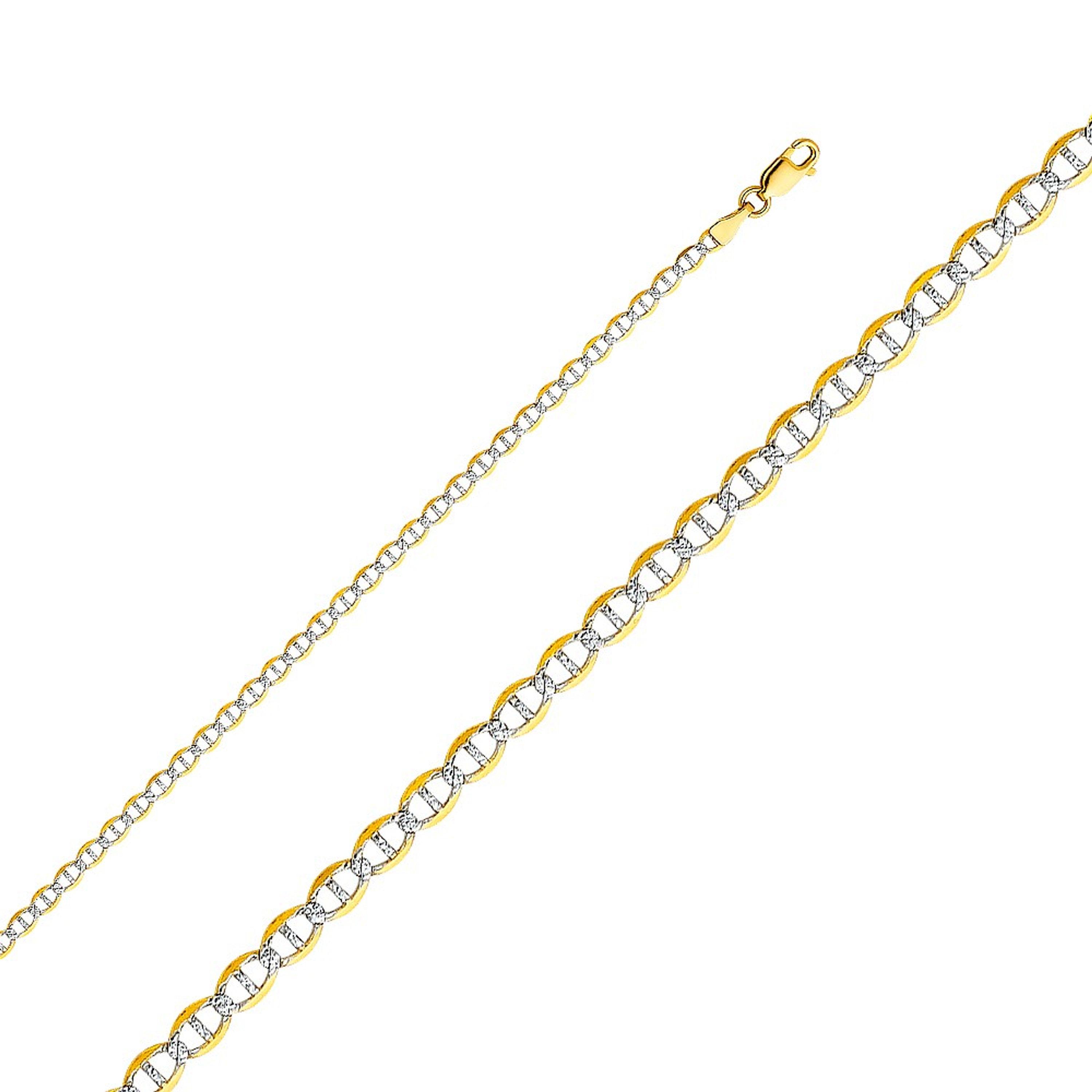 14k Gold 3.1mm White Pave Mariner Chain 20 Inches 14k Gold 3.1mm White Pave Mariner Chain 20 Inches