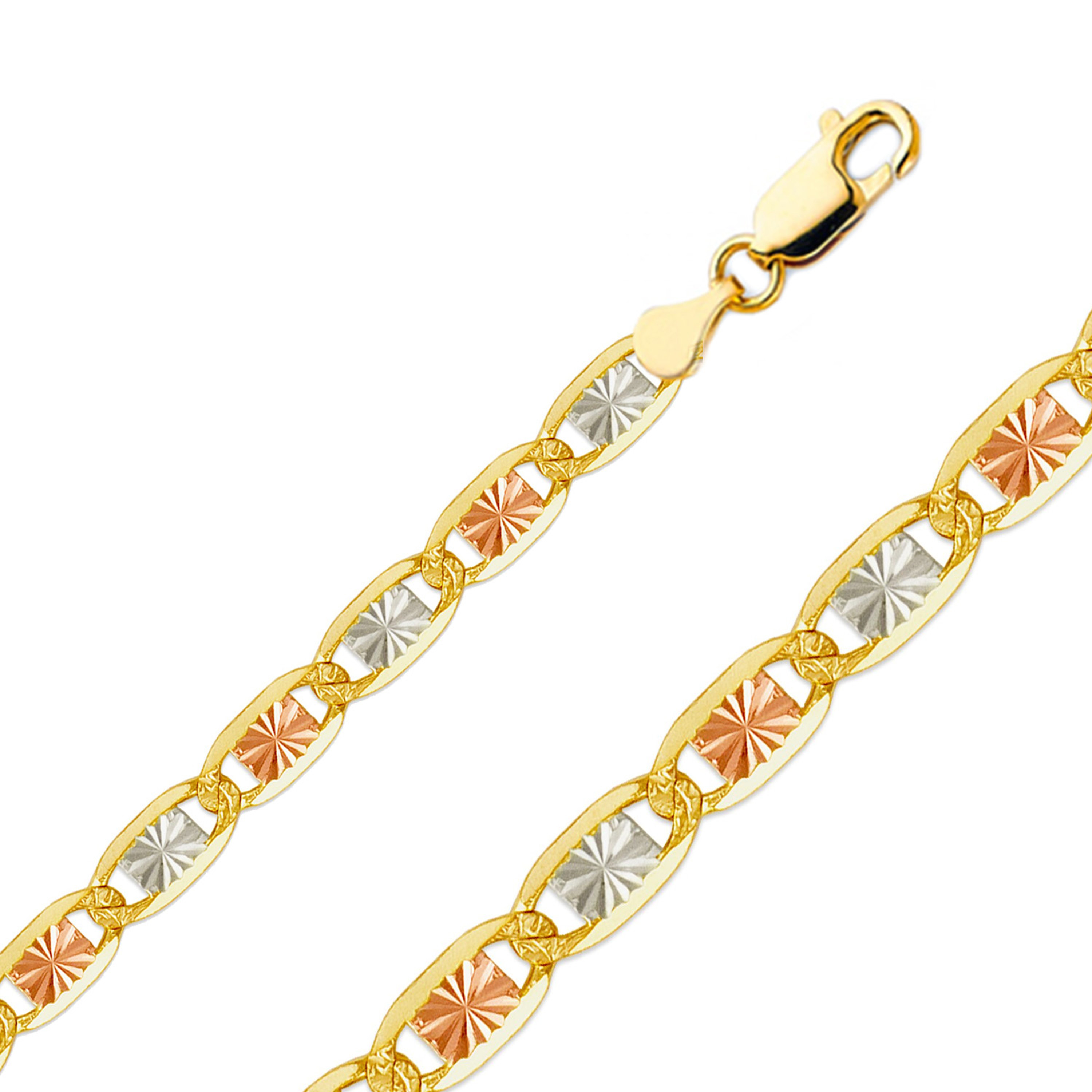 14k Gold 6mm Tri-color Valentino Chain 20 Inches 14k Gold 6mm Tri-color Valentino Chain 20 Inches
