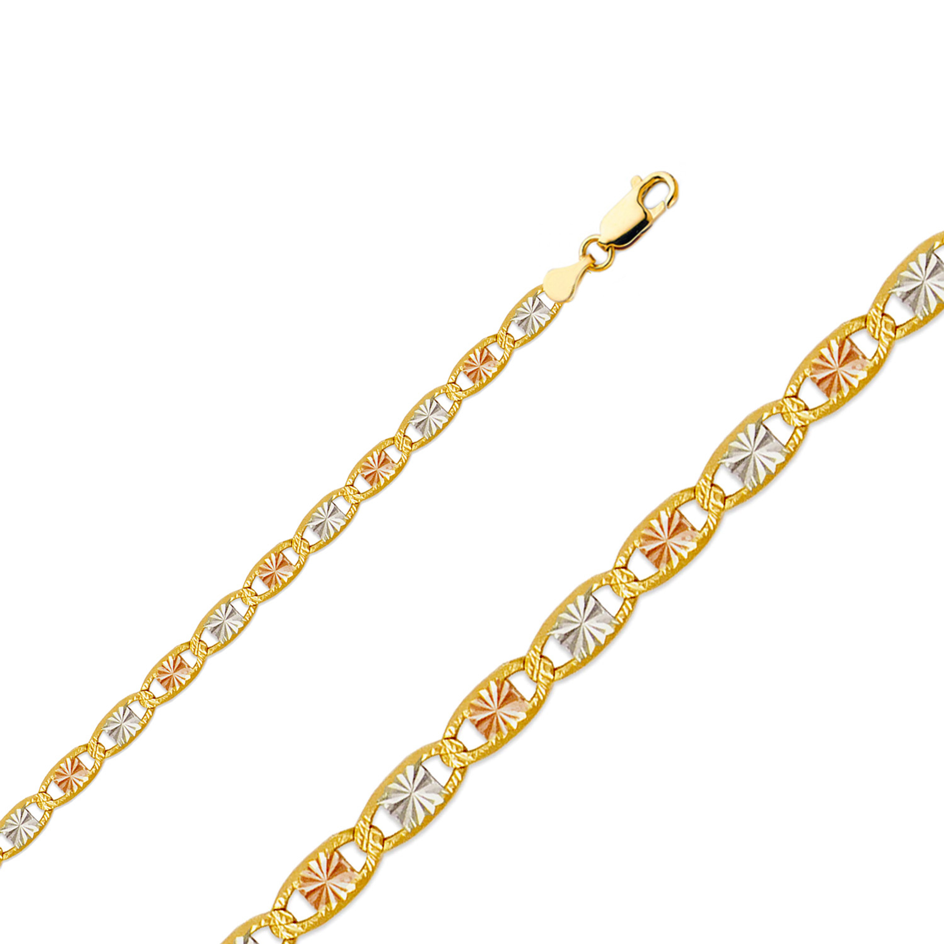 14k Gold 3.5mm Tri-color Valentino Chain 18 Inches 14k Gold 3.5mm Tri-color Valentino Chain 18 Inches
