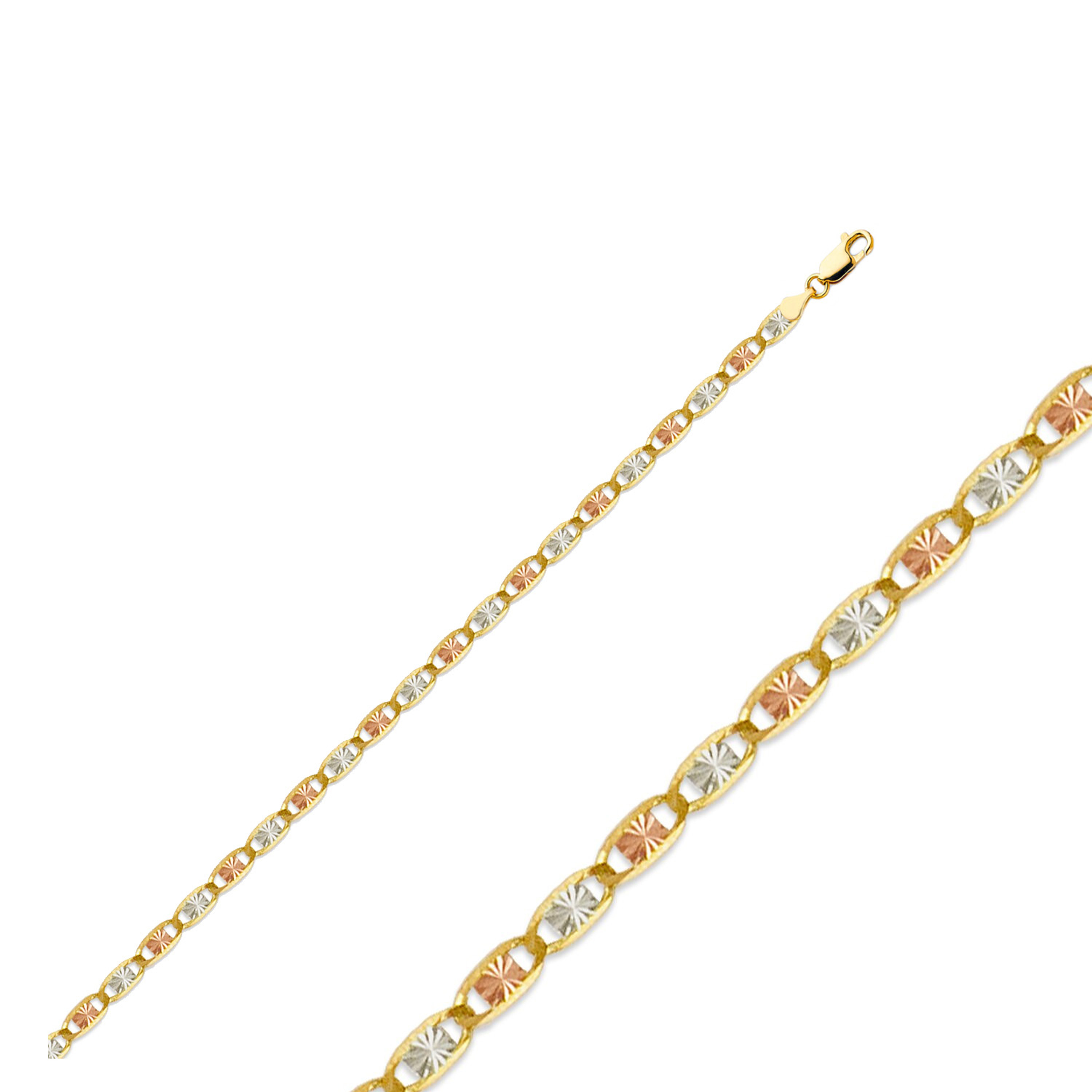 14k Gold 2.8mm Tri-color Valentino Chain 16 Inches 14k Gold 2.8mm Tri-color Valentino Chain 16 Inches