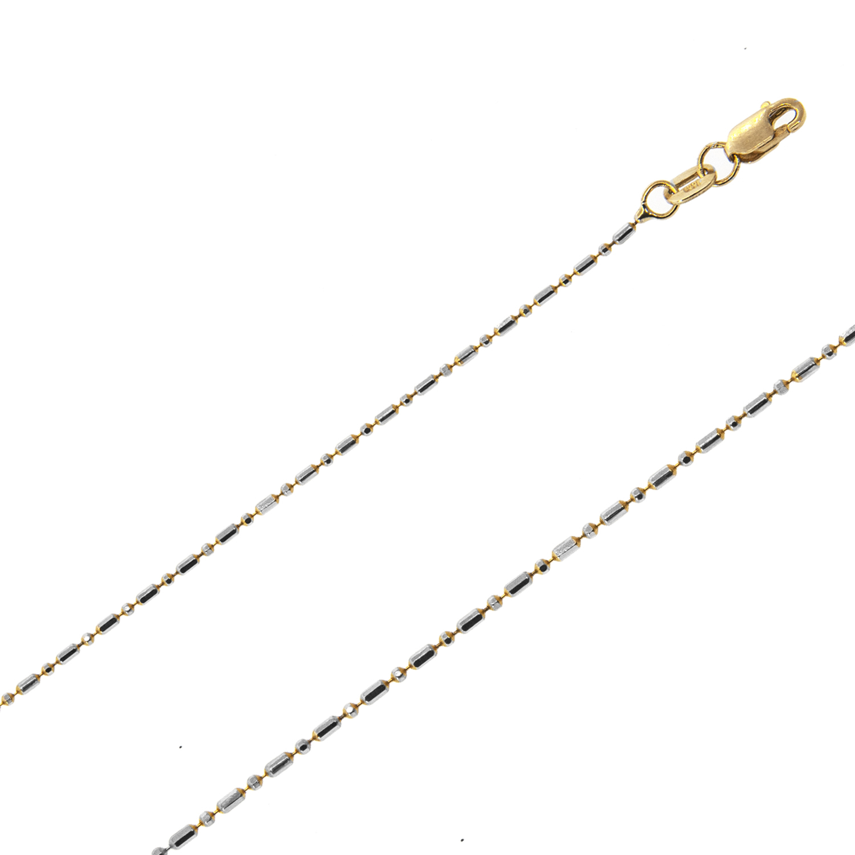 14k Gold 1.2mm Two-tone Bead Chain 24 Inches 14k Gold 1.2mm Two-tone Bead Chain 24 Inches
