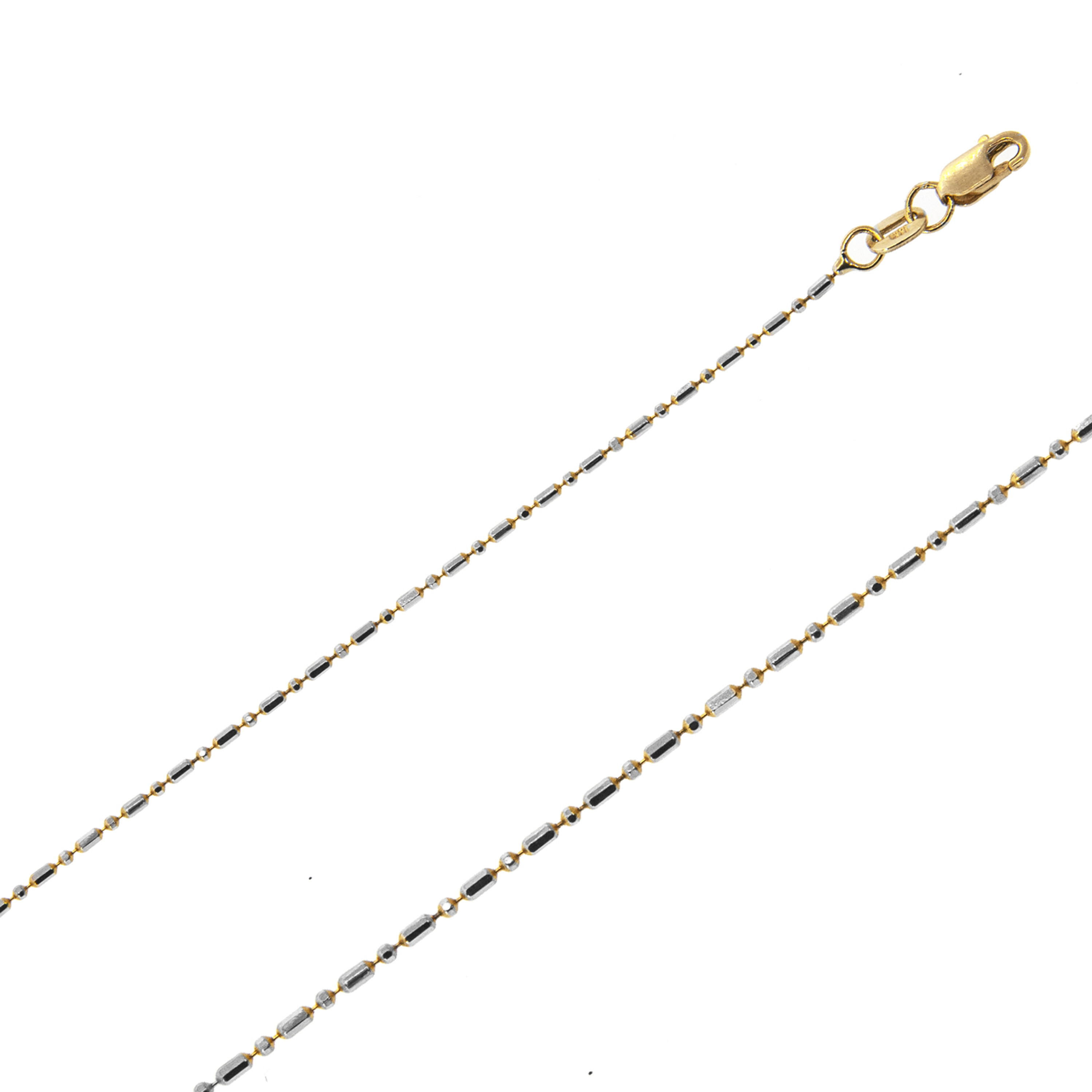 14k Gold 1.0mm Two-tone Bead Chain 16 Inches 14k Gold 1.0mm Two-tone Bead Chain 16 Inches