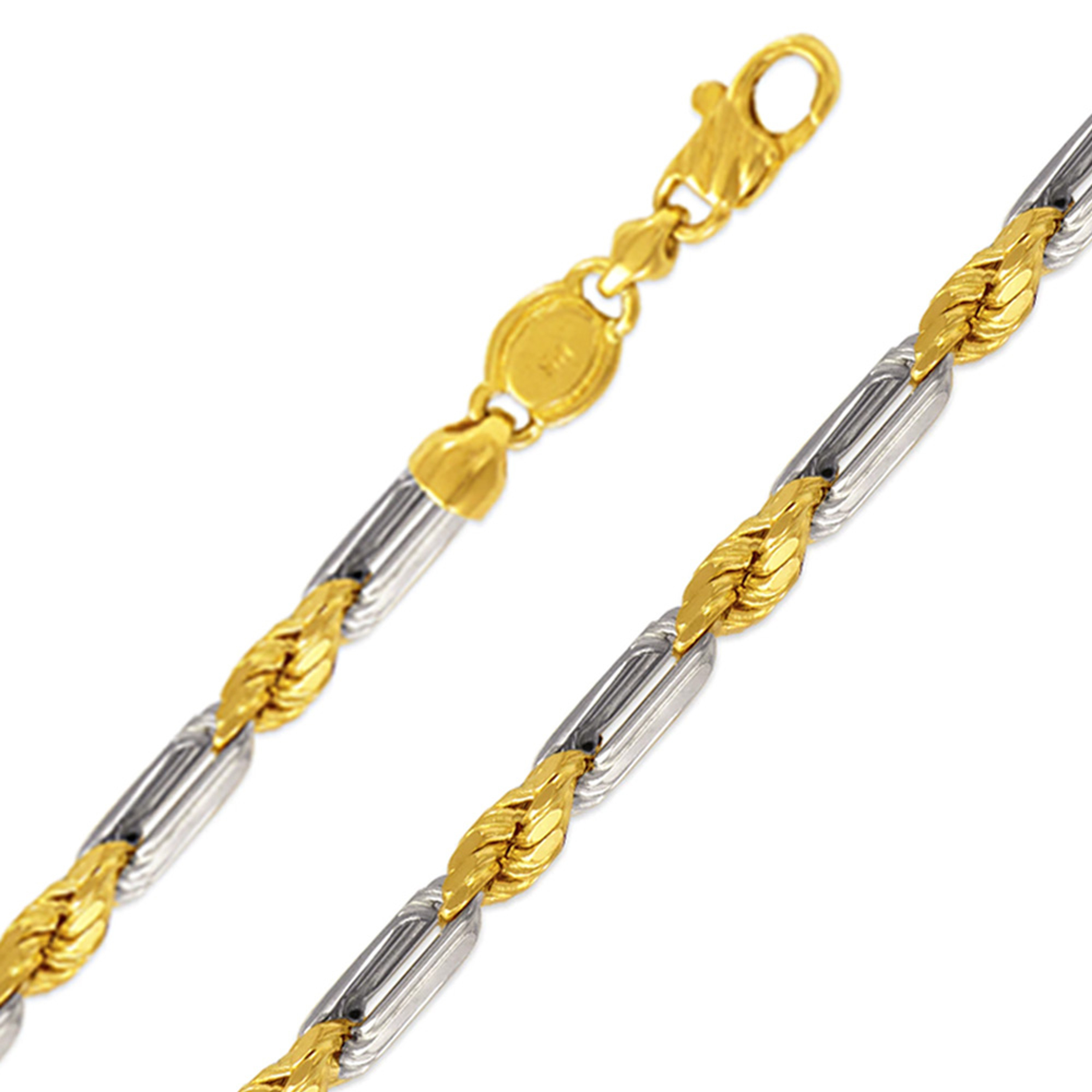 14k Gold 10mm Two-tone Milano Rope Bracelet 8 Inches 14k Gold 10mm Two-tone Milano Rope Bracelet 8 Inches