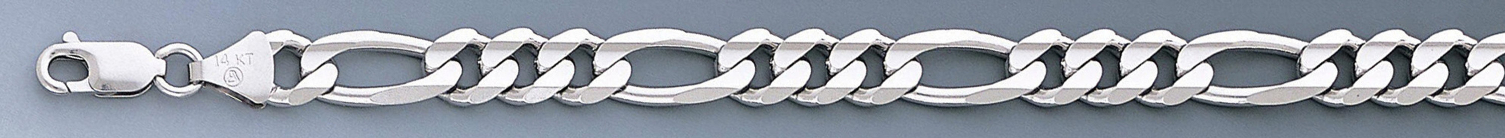 14k White Gold 8mm "Nickel Free" Figaro Bracelet 9" 14k White Gold 8mm "Nickel Free" Figaro Bracelet 9"