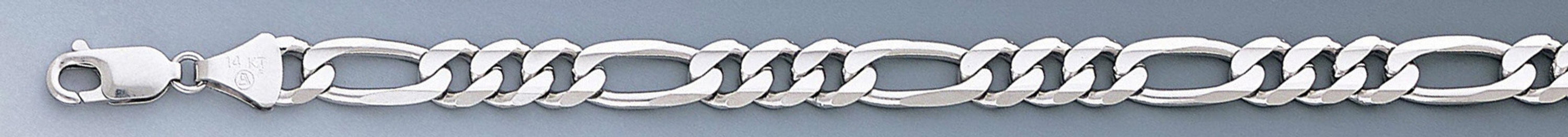 14k White Gold 7.0mm "Nickel Free" Figaro Bracelet 8" 14k White Gold 7.0mm "Nickel Free" Figaro Bracelet 8"