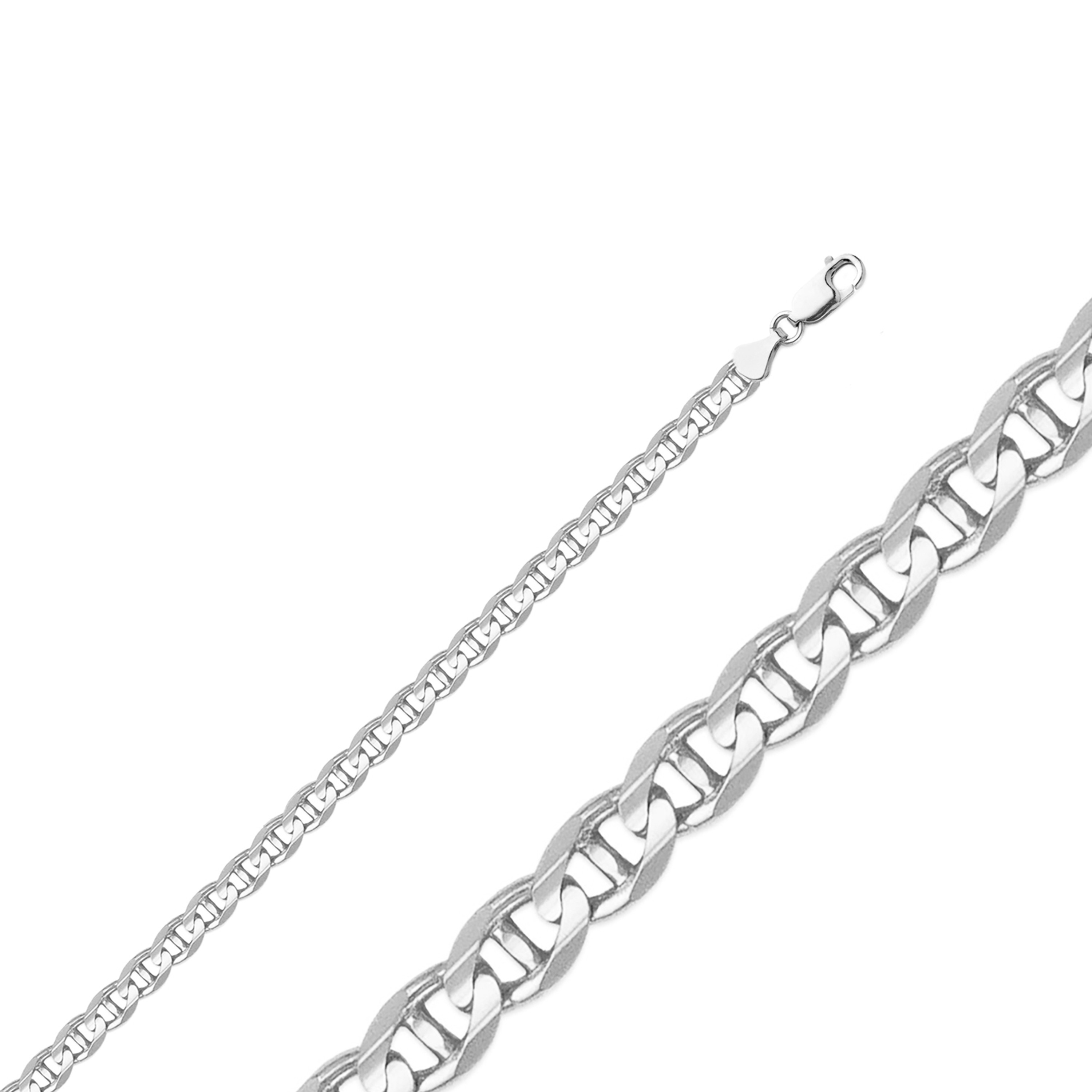 14k White Gold 3.9mm (Nickel Free) Mariner Chain 24 Inches 14k White Gold 3.9mm (Nickel Free) Mariner Chain 24 Inches