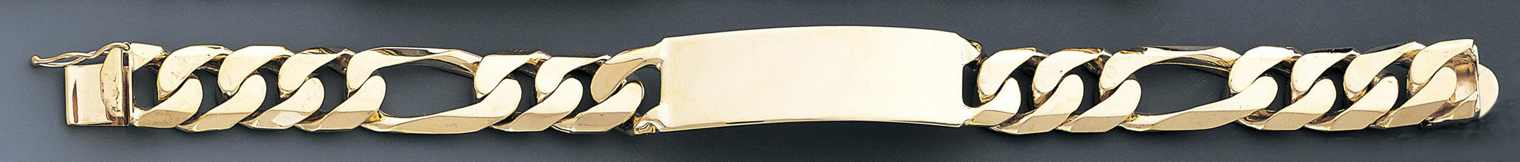14k Gold 13mm Figaro Id Link Bracelet 9 Inches 14k Gold 13mm Figaro Id Link Bracelet 9 Inches