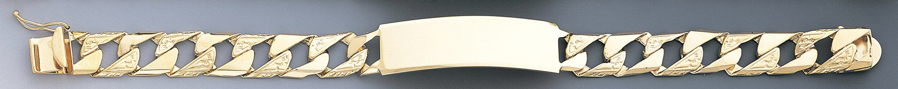 14k Gold 10mm Nuggeted Link Id Bracelet 9 Inches 14k Gold 10mm Nuggeted Link Id Bracelet 9 Inches